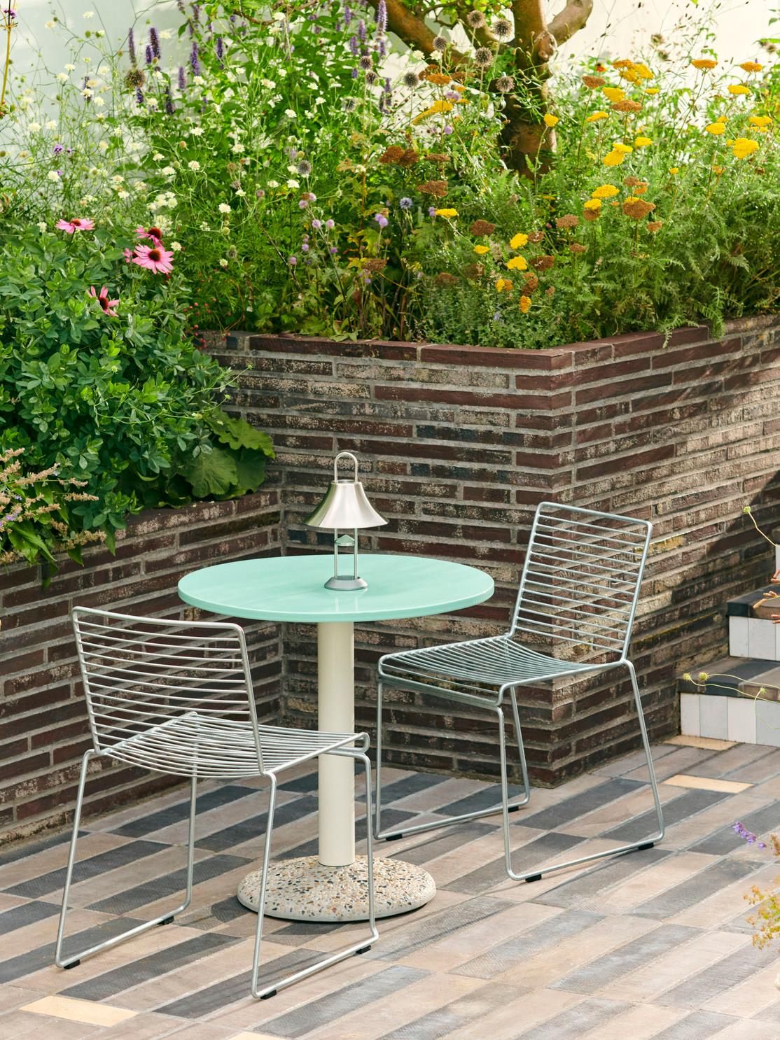 Powder-Coated Ceramic Table Ø70, Outdoor-Light Mint Porcelain-by Muller Van Severen for Hay For Sale