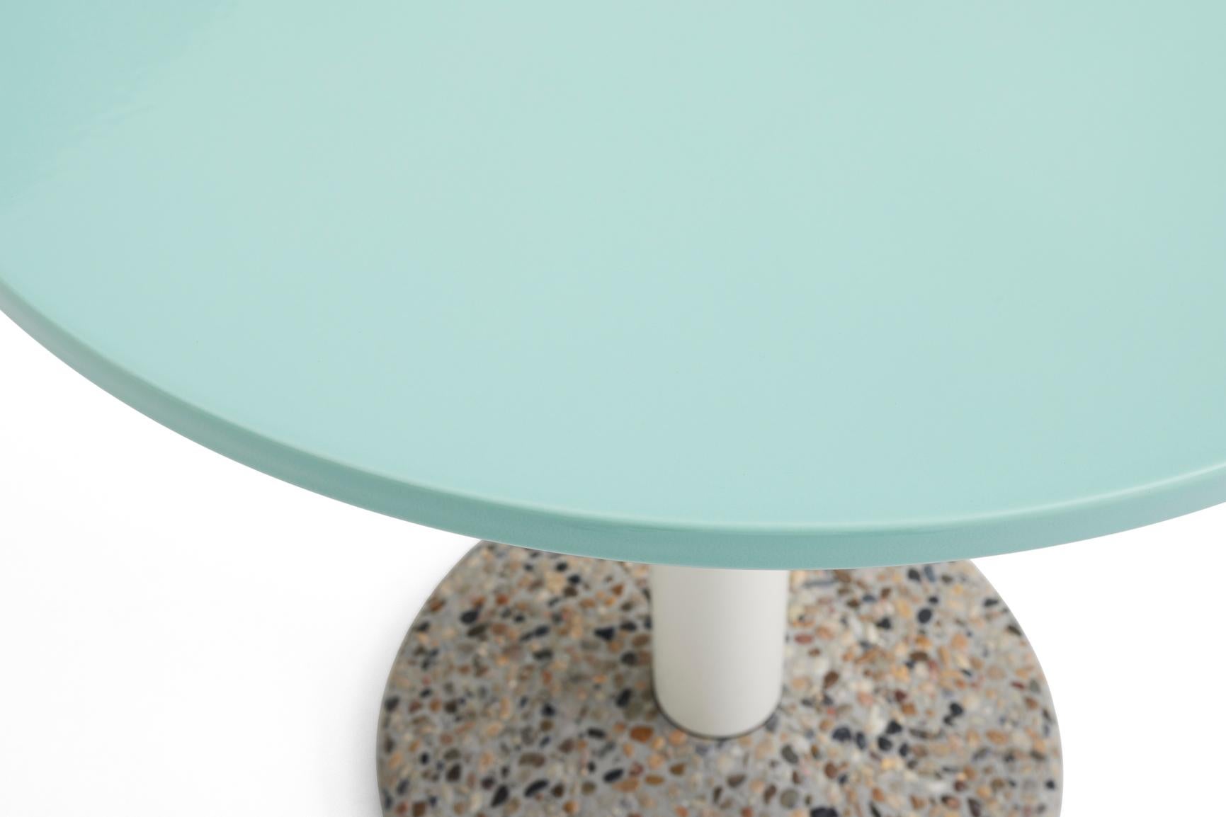 Scandinavian Modern Ceramic Table Ø70, Outdoor-Light Mint Porcelain-by Muller Van Severen for Hay For Sale