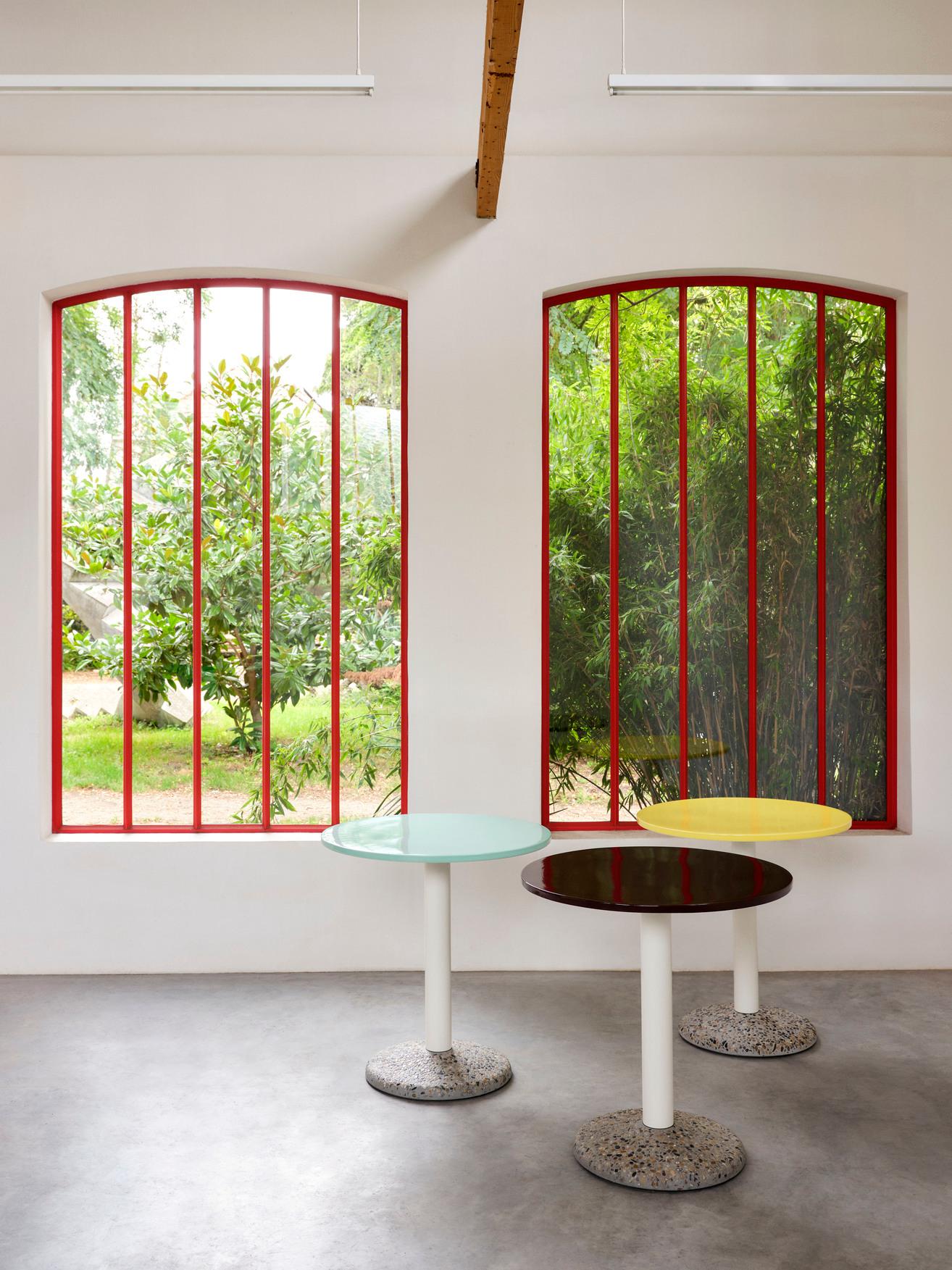 Steel Ceramic Table Ø70, Outdoor-Light Mint Porcelain-by Muller Van Severen for Hay For Sale