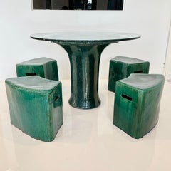Ceramic Table and Four Nesting Stools