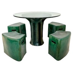 Ceramic Table and Four Nesting Stools