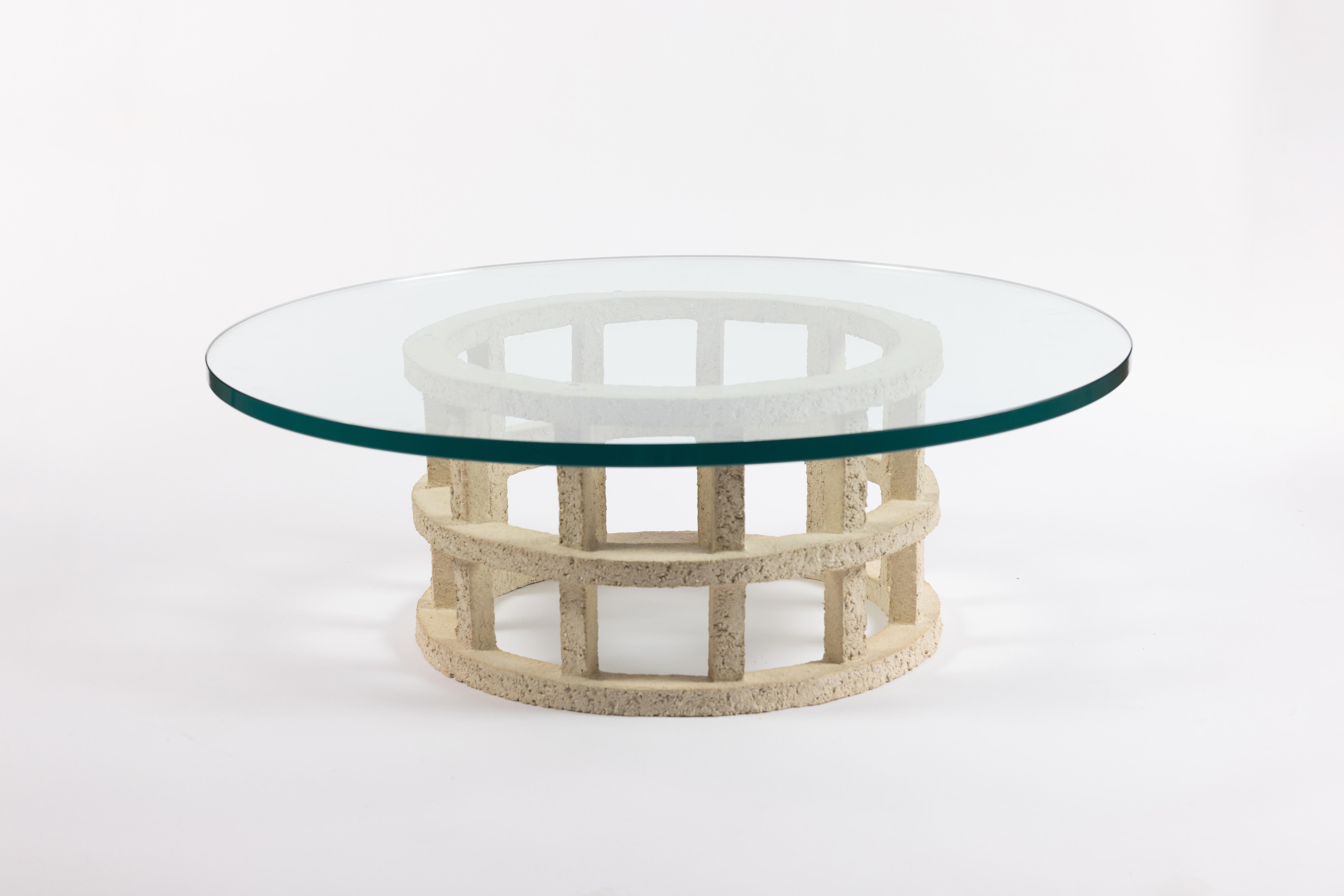 « Gloriette » table in raw stoneware with glass top by Denis Castaing, 2024 In New Condition For Sale In Saint-Ouen, FR