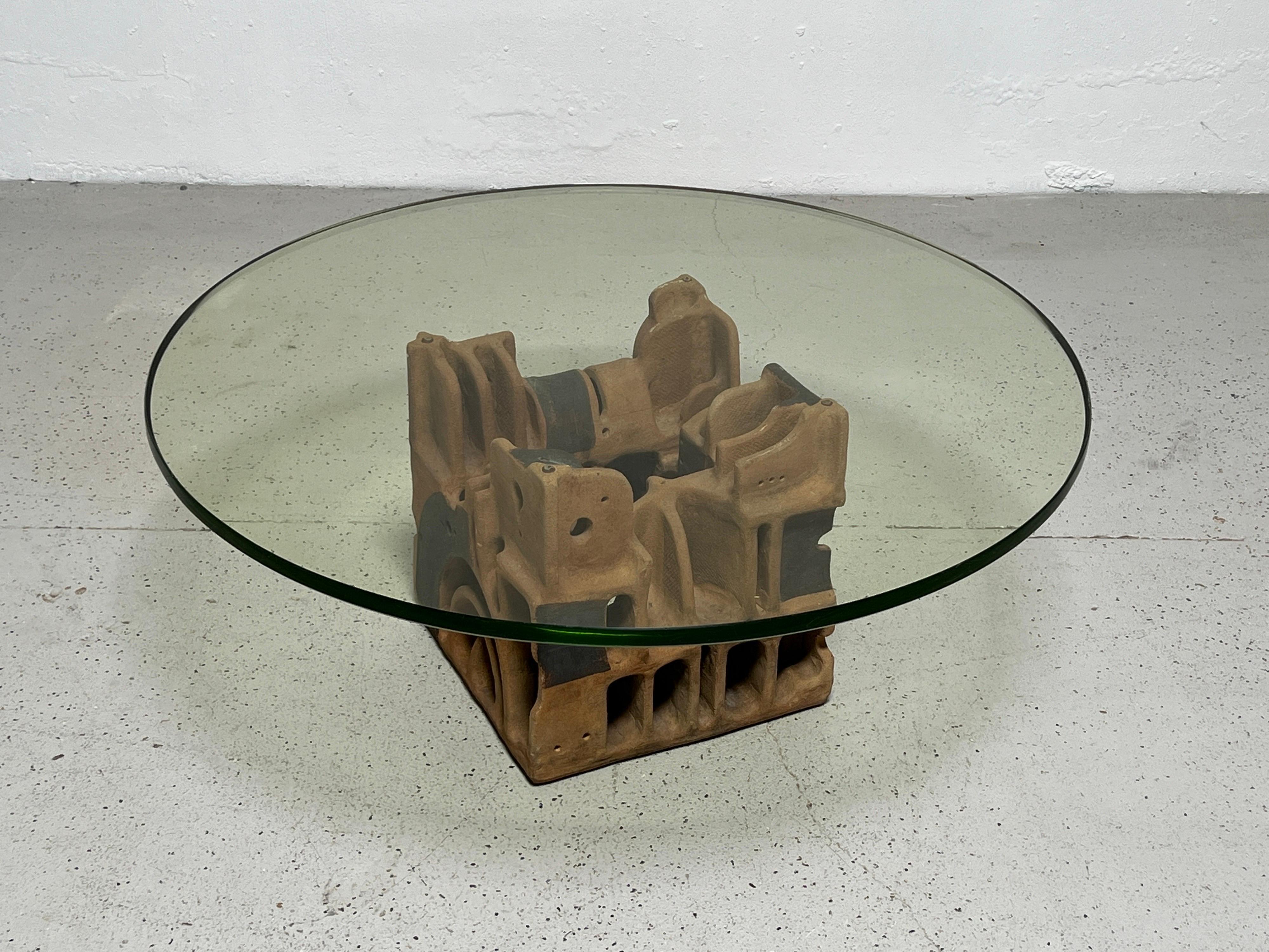 A rare sculptural ceramic table by George Greenamyer commissioned for Vladimir Kagan. Shown with 41.5