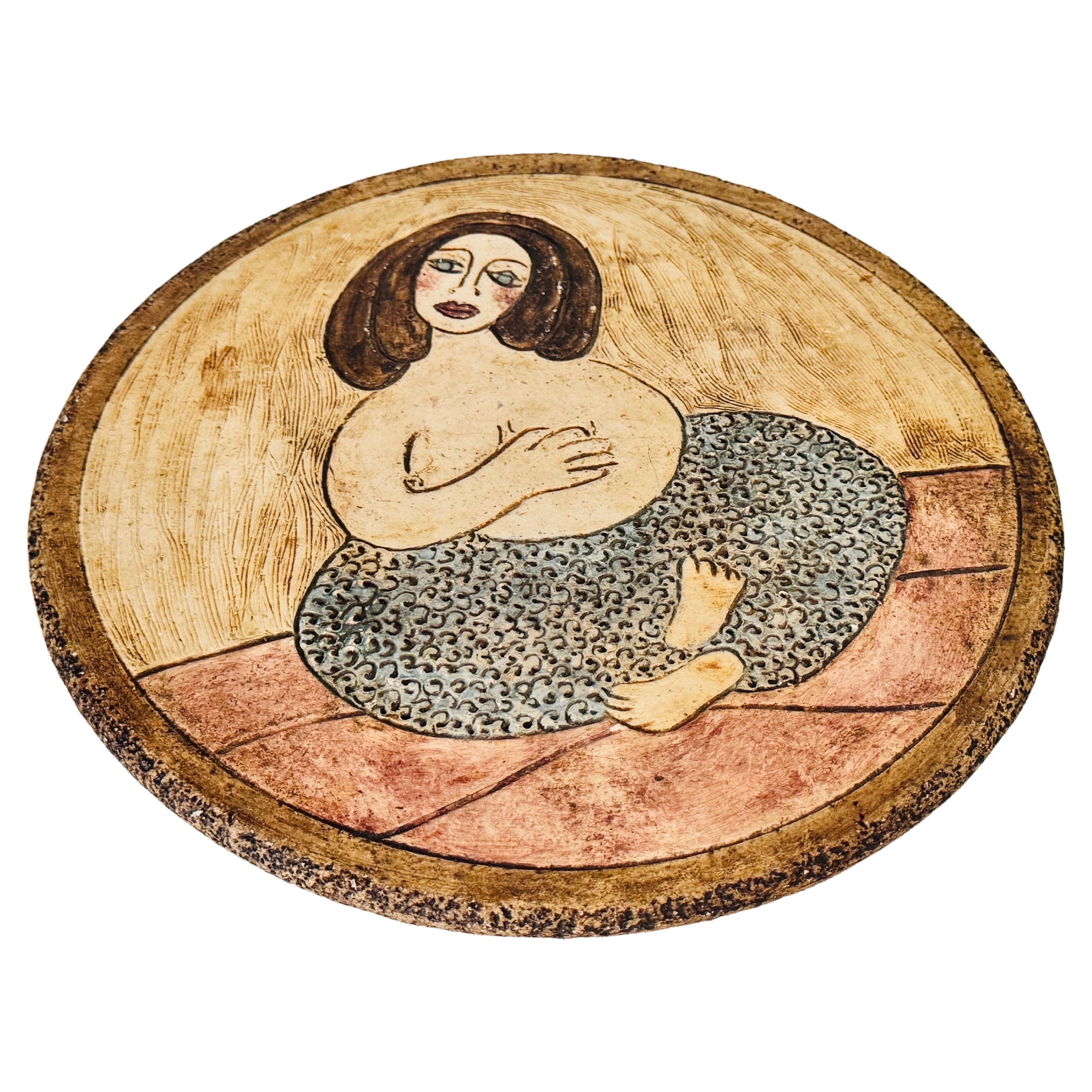 Ceramic Table Centerpiece or Decorative Plate, Signed Perret, Saint-Paul