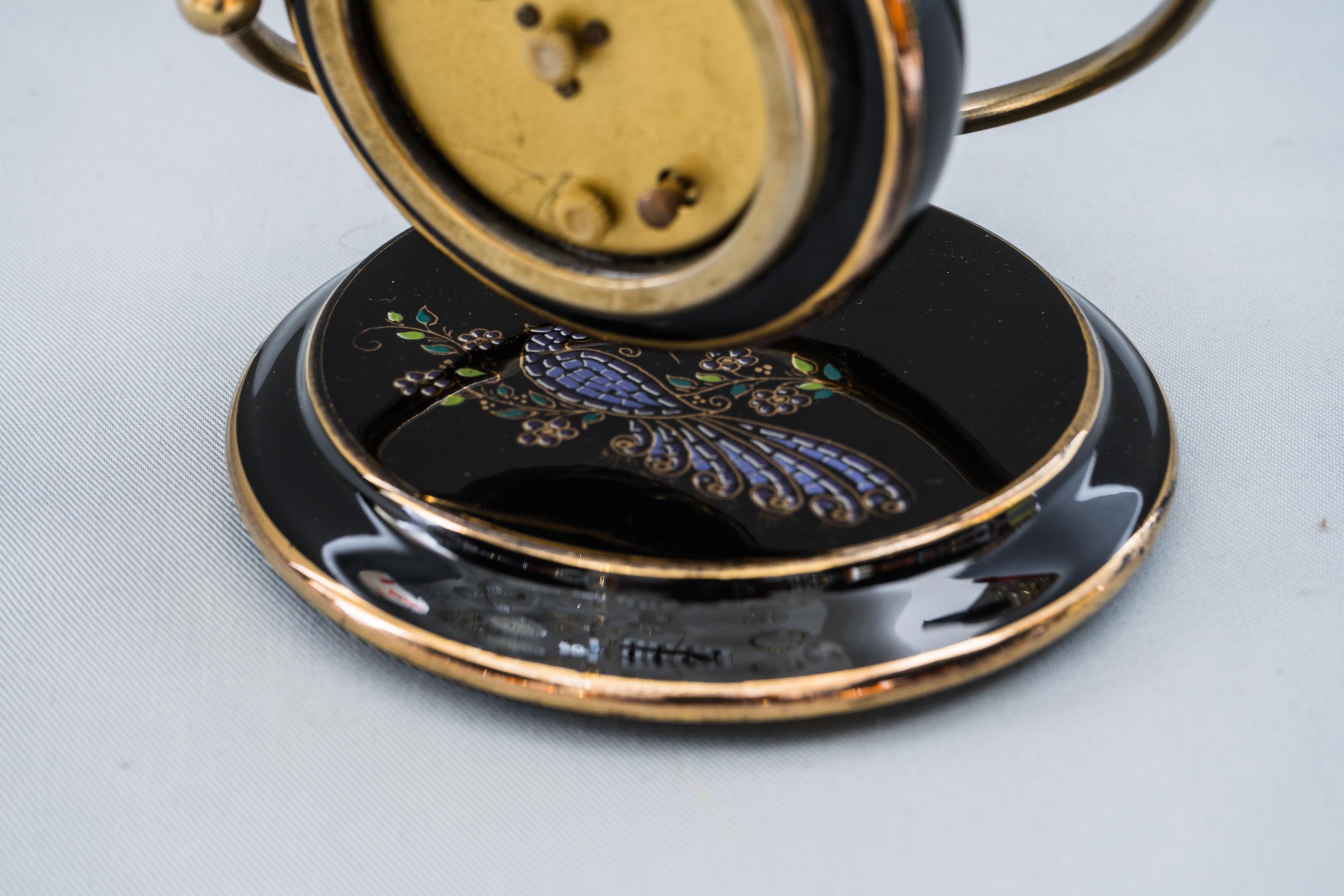 Brass Ceramic Table Clock Europa, circa 1970s