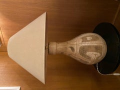 Lampe de bureau en céramique, Accolay, France, années 1960