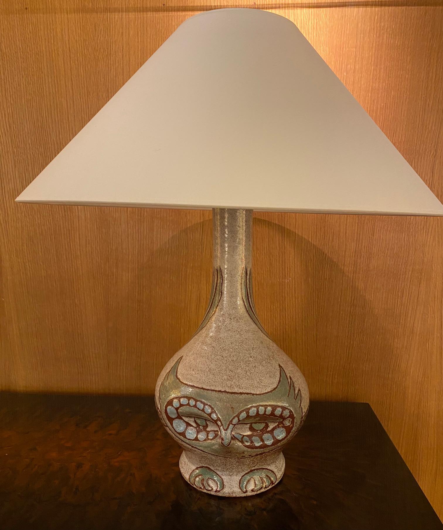 French Ceramic Table Lamp, Accolay, France, 1960s