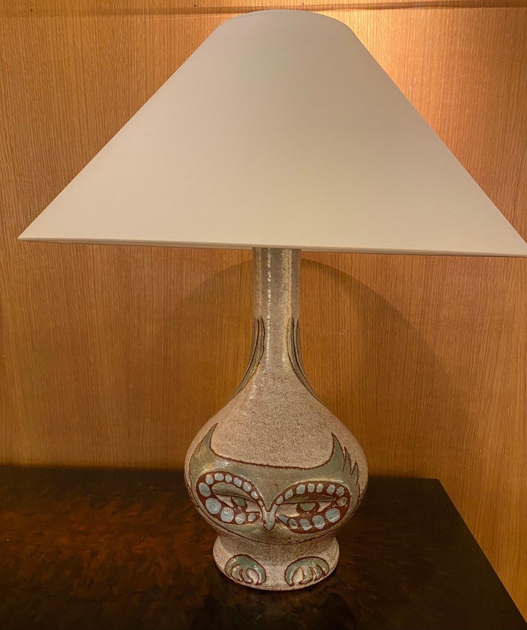 French Ceramic Table Lamp, Accolay, France, 1960s For Sale