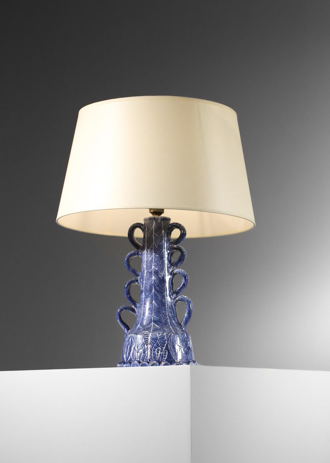 Mid-Century Modern Lampe de table en céramique attr. Soizic Bizette années 60  en vente
