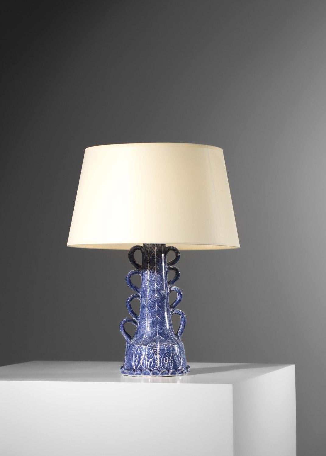 Hand-Crafted Ceramic table lamp attr. Soizic Bizette années 60  For Sale