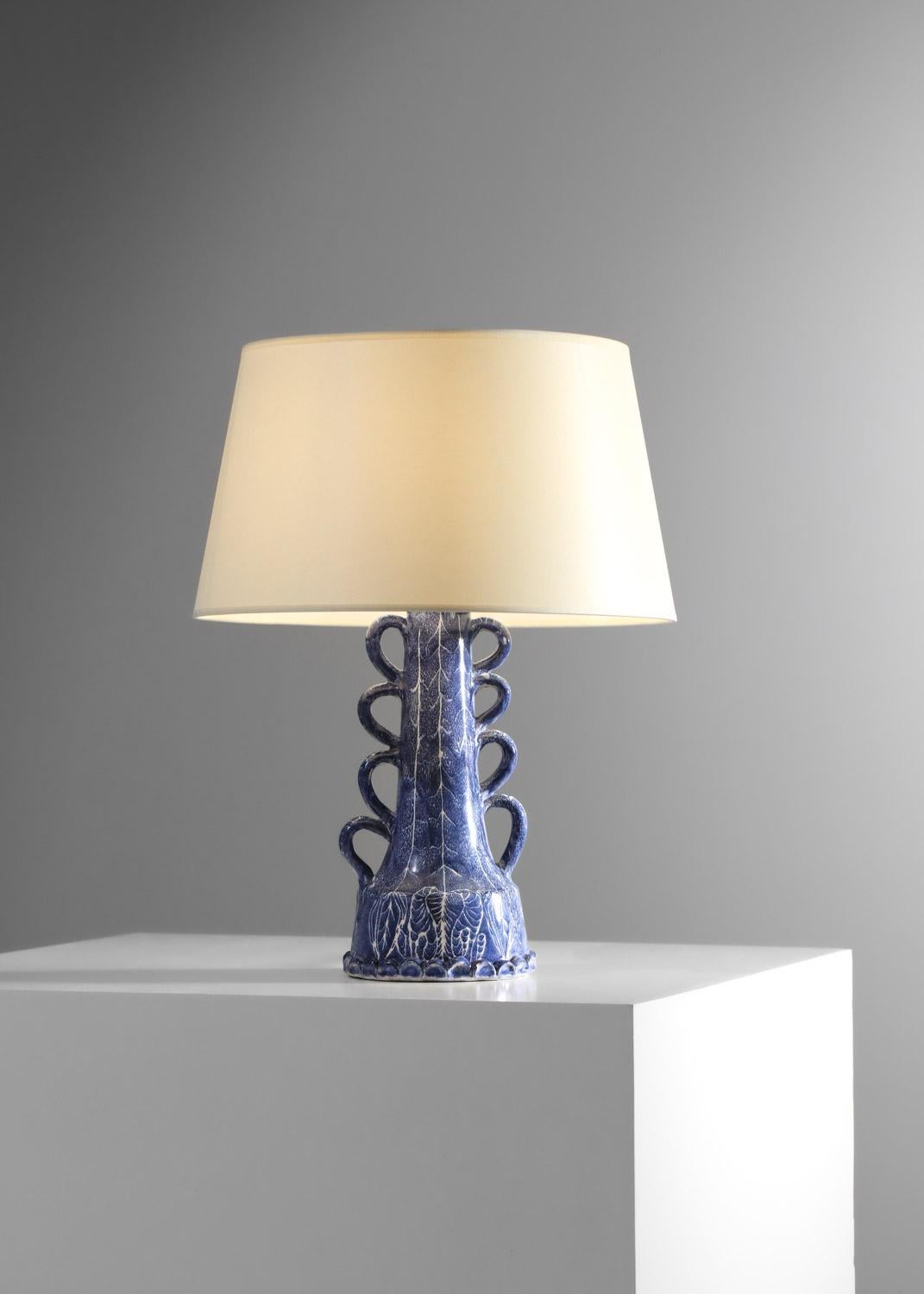Ceramic table lamp attr. Soizic Bizette années 60  In Good Condition For Sale In Lyon, FR