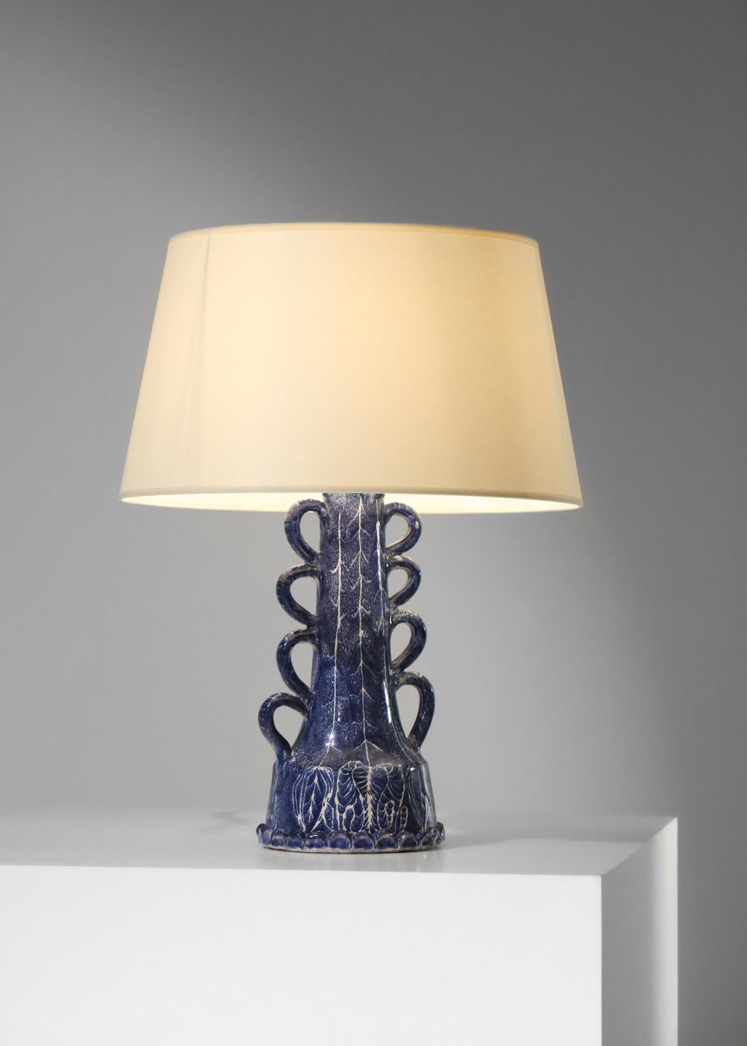 Ceramic table lamp attr. Soizic Bizette années 60  For Sale 1