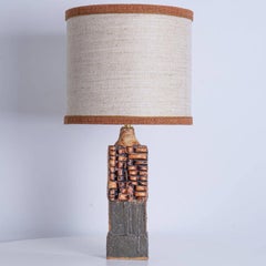 Ceramic Table Lamp B. Rooke, Beige Brique Lampshade by R. Houben, 1970