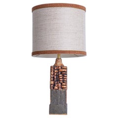 Ceramic Table Lamp B. Rooke, Beige Brique Lampshade by R. Houben, 1970
