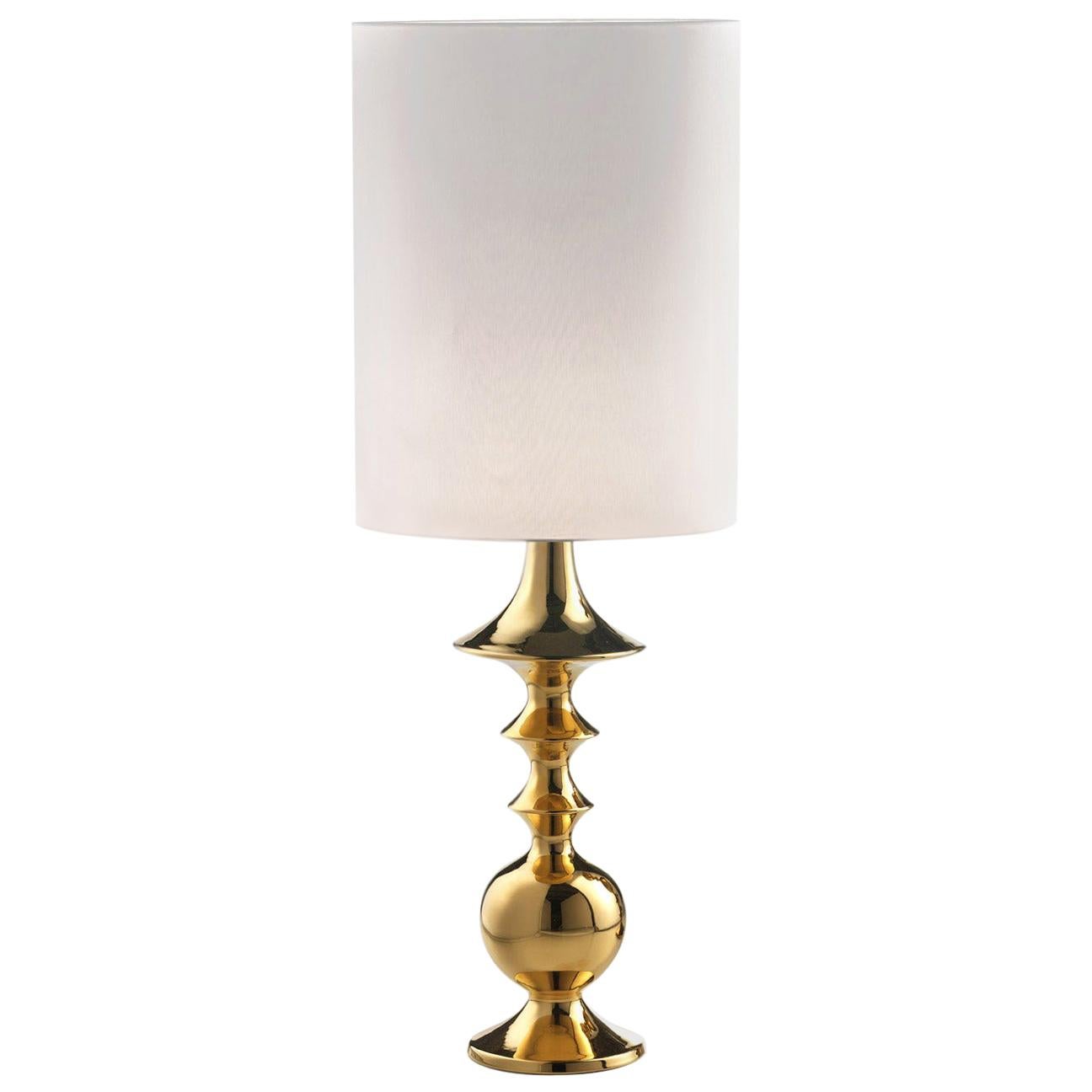 Ceramic Table Lamp "BRIX" Handcrafted in 24-Karat Gold by Gabriella B. in Italy For Sale