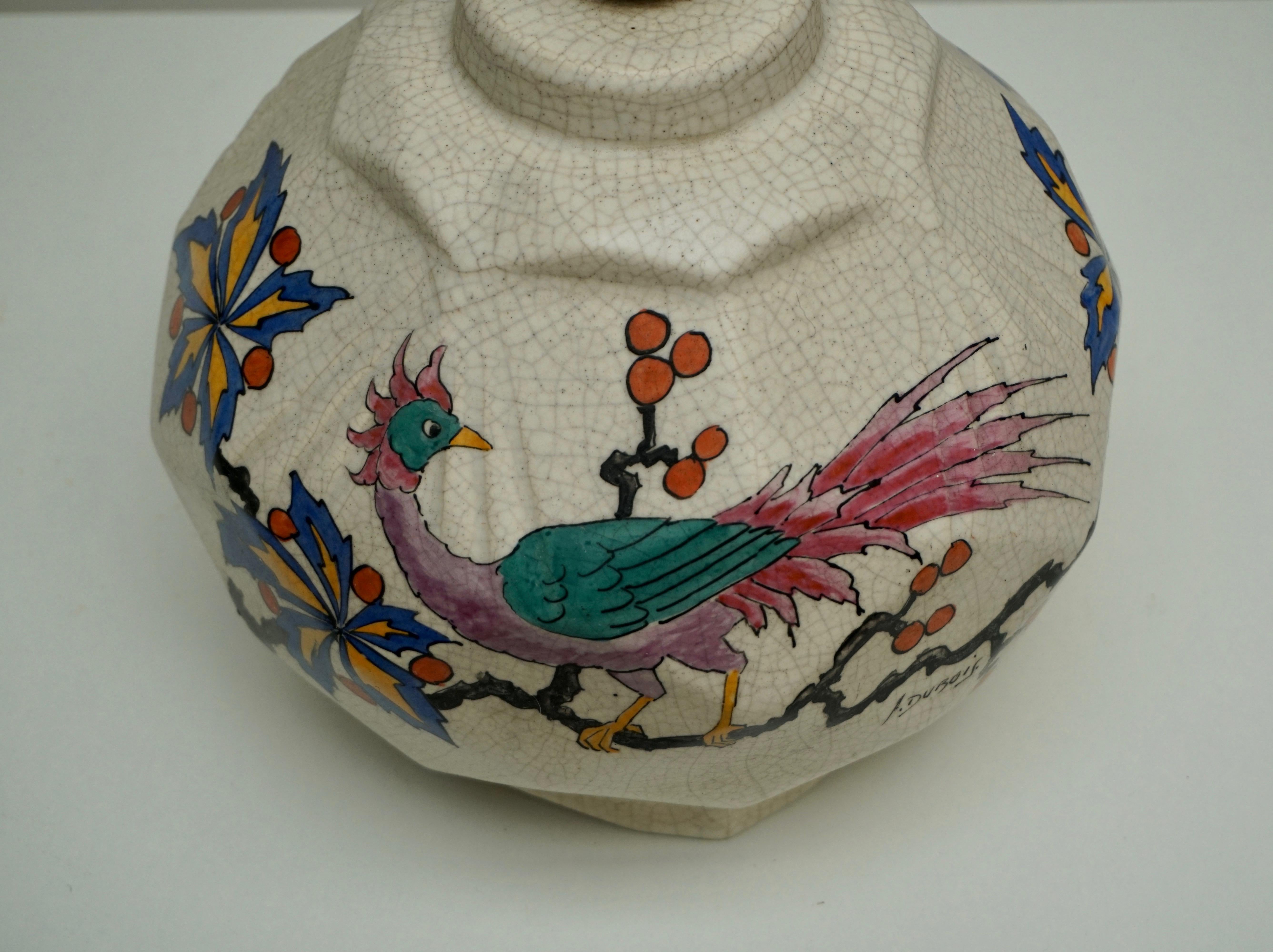 Keramik-Tischlampe von A Dubois, Belgien, Mitte des Jahrhunderts im Angebot 5