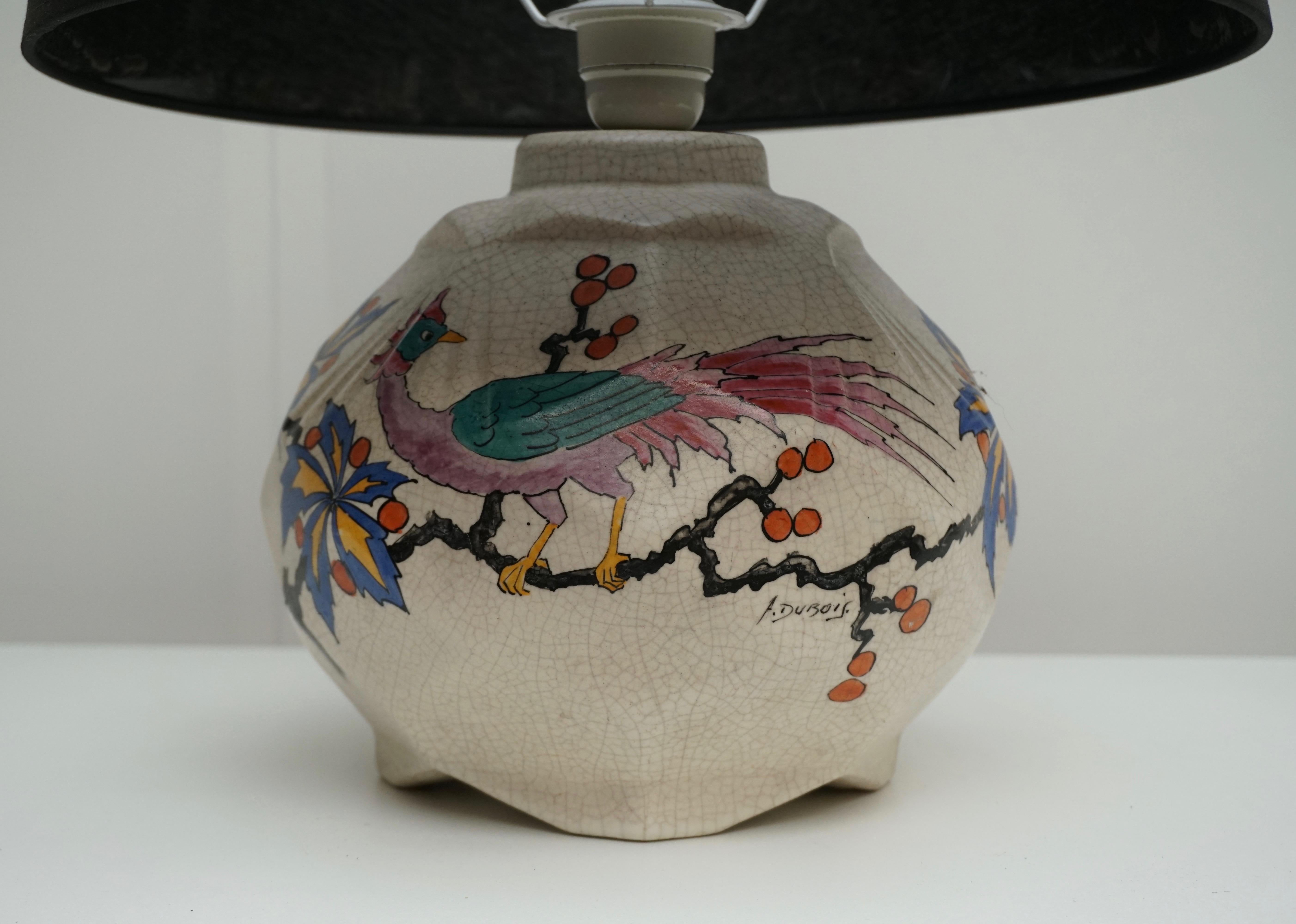 Keramik-Tischlampe von A Dubois, Belgien, Mitte des Jahrhunderts (Moderne der Mitte des Jahrhunderts) im Angebot