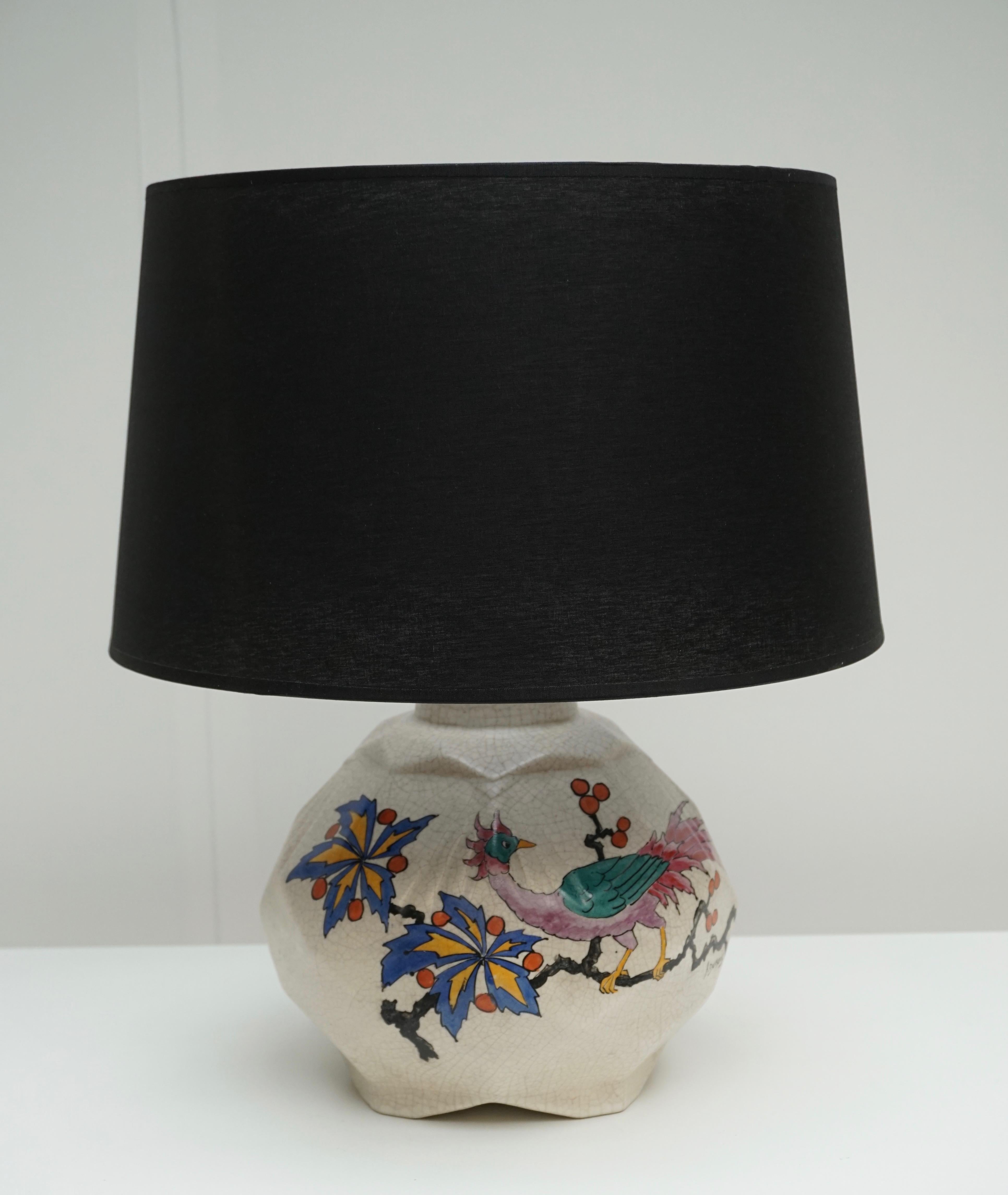 Belgian Ceramic Table Lamp by A Dubois, Belgium Midcentury For Sale