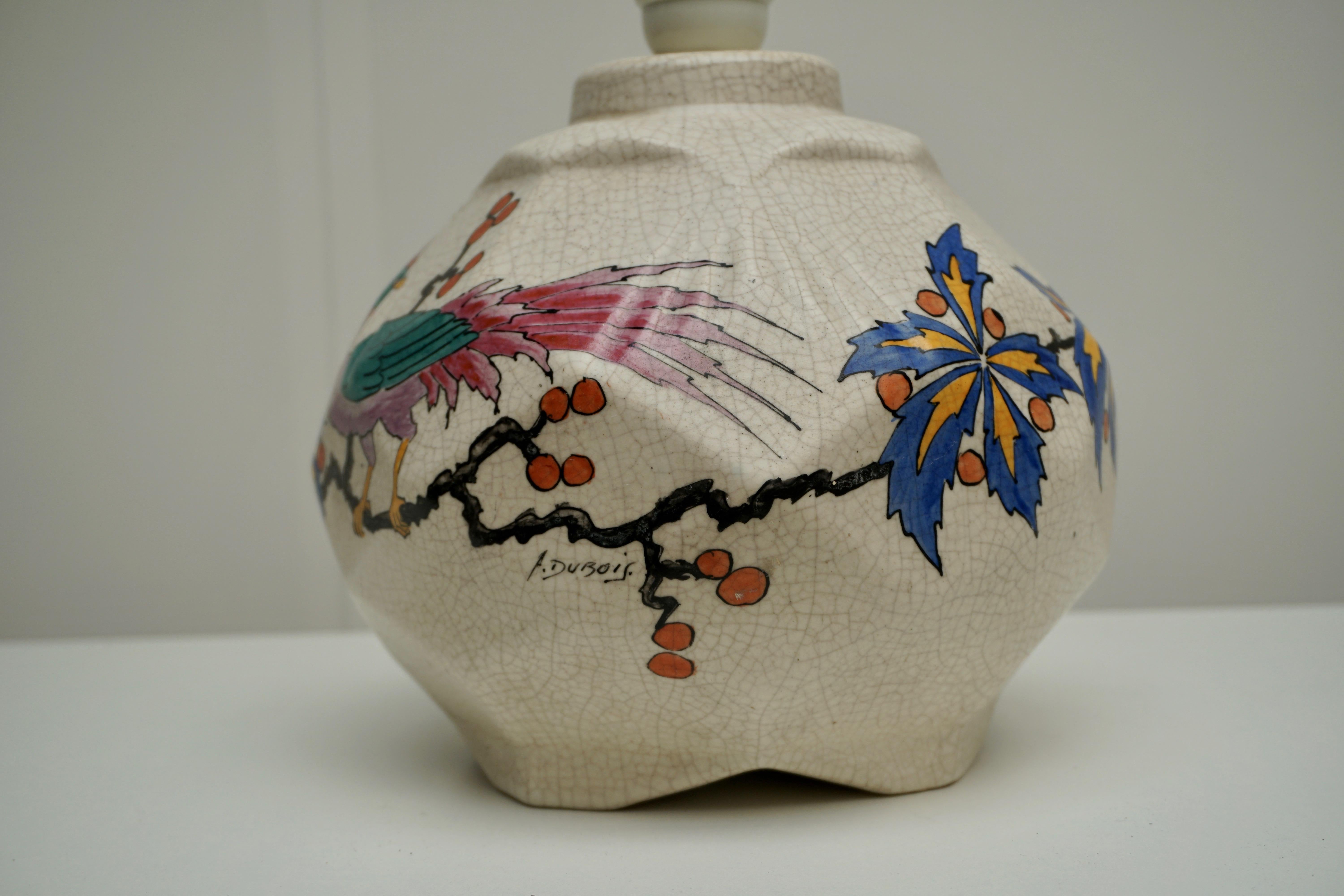 Keramik-Tischlampe von A Dubois, Belgien, Mitte des Jahrhunderts im Angebot 1