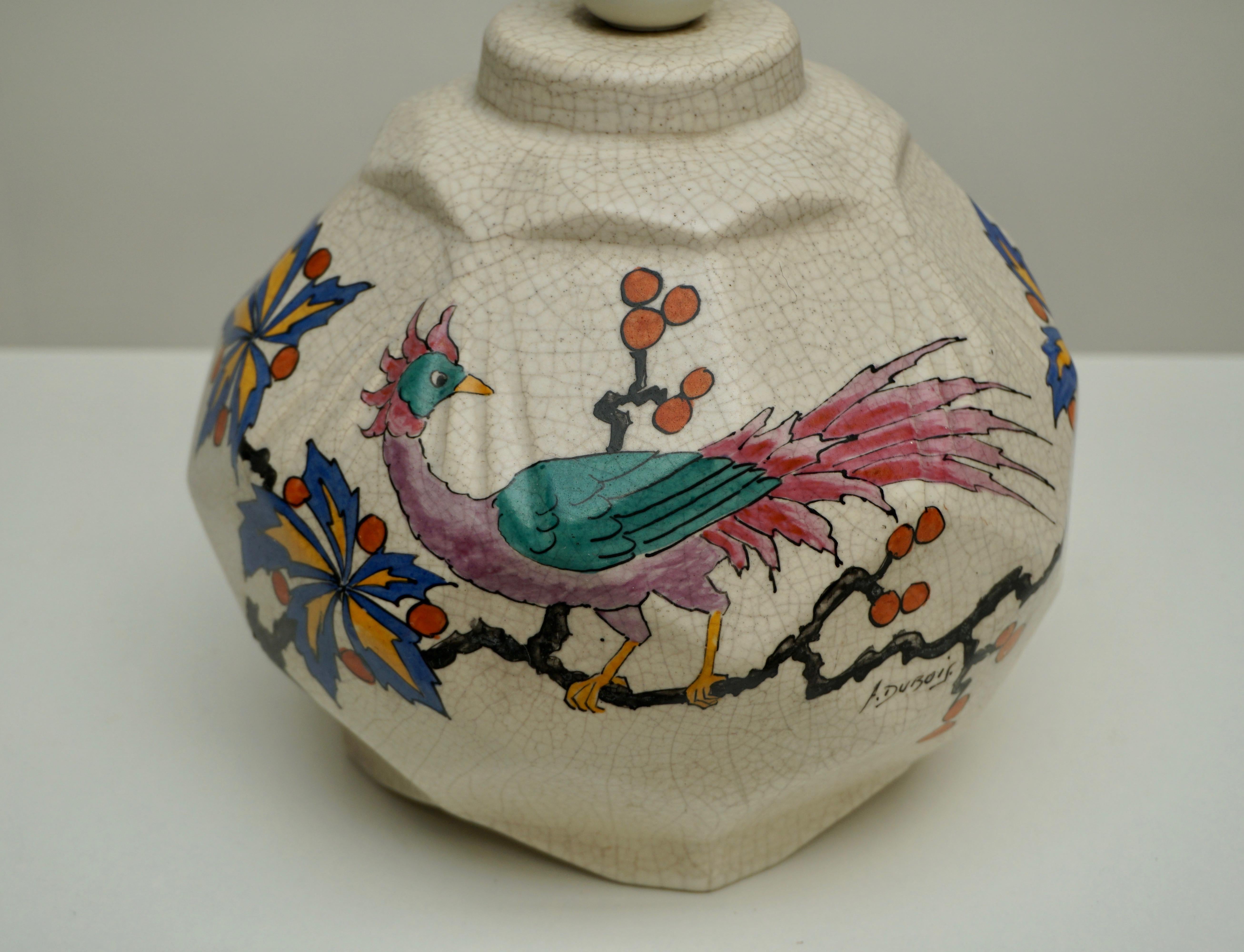 Keramik-Tischlampe von A Dubois, Belgien, Mitte des Jahrhunderts im Angebot 3