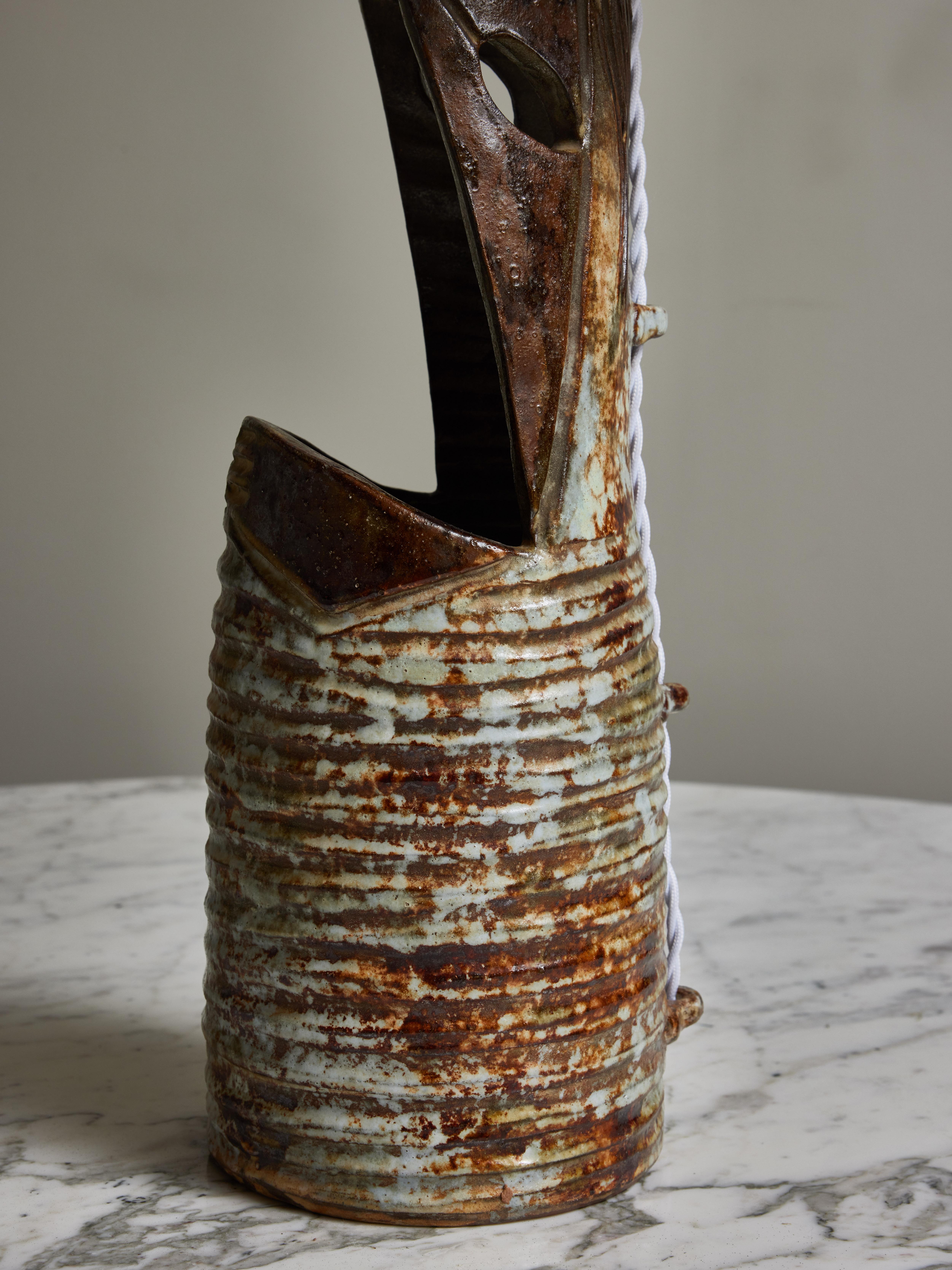 French Ceramic Table lamp by Alexandre Kostanda For Sale