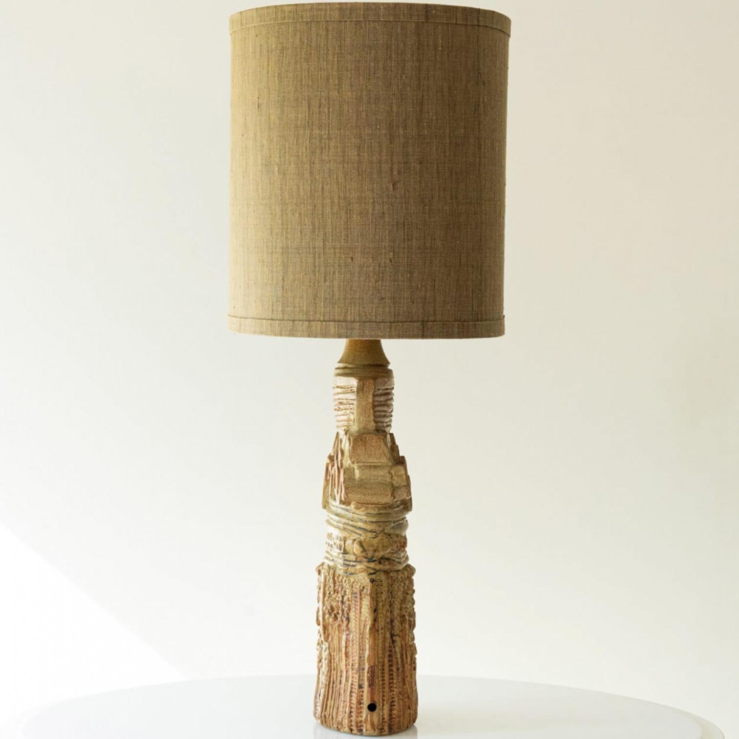 Keramik-Tischlampe von B. Rooke, neuer Lampenschirm von R. Houben, 1970 (Sonstiges)
