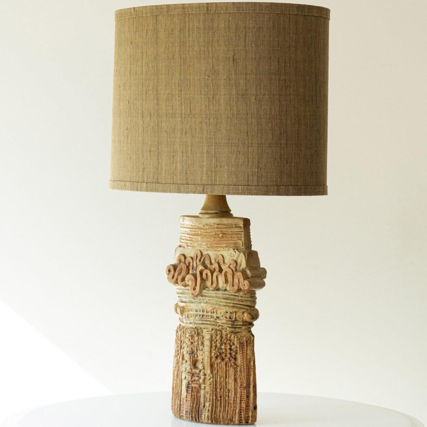 Ceramic Table Lamp by B. Rooke, New Lampshade by R. Houben, 1970 In condizioni buone in vendita a Rijssen, NL