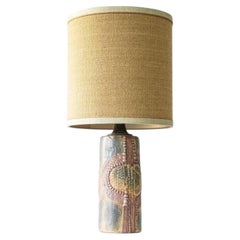 Keramische Tischlampe von B. Rooke, Lampenschirm in Ocker von R. Houben, 1970