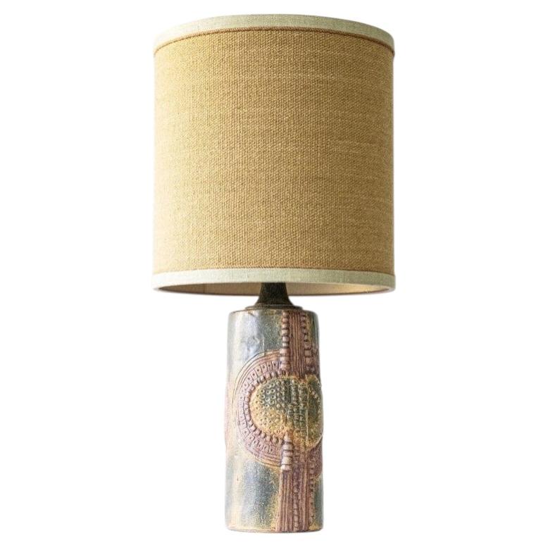 Ceramic Table Lamp by B. Rooke, New Ochre Lampshade by R. Houben, 1970