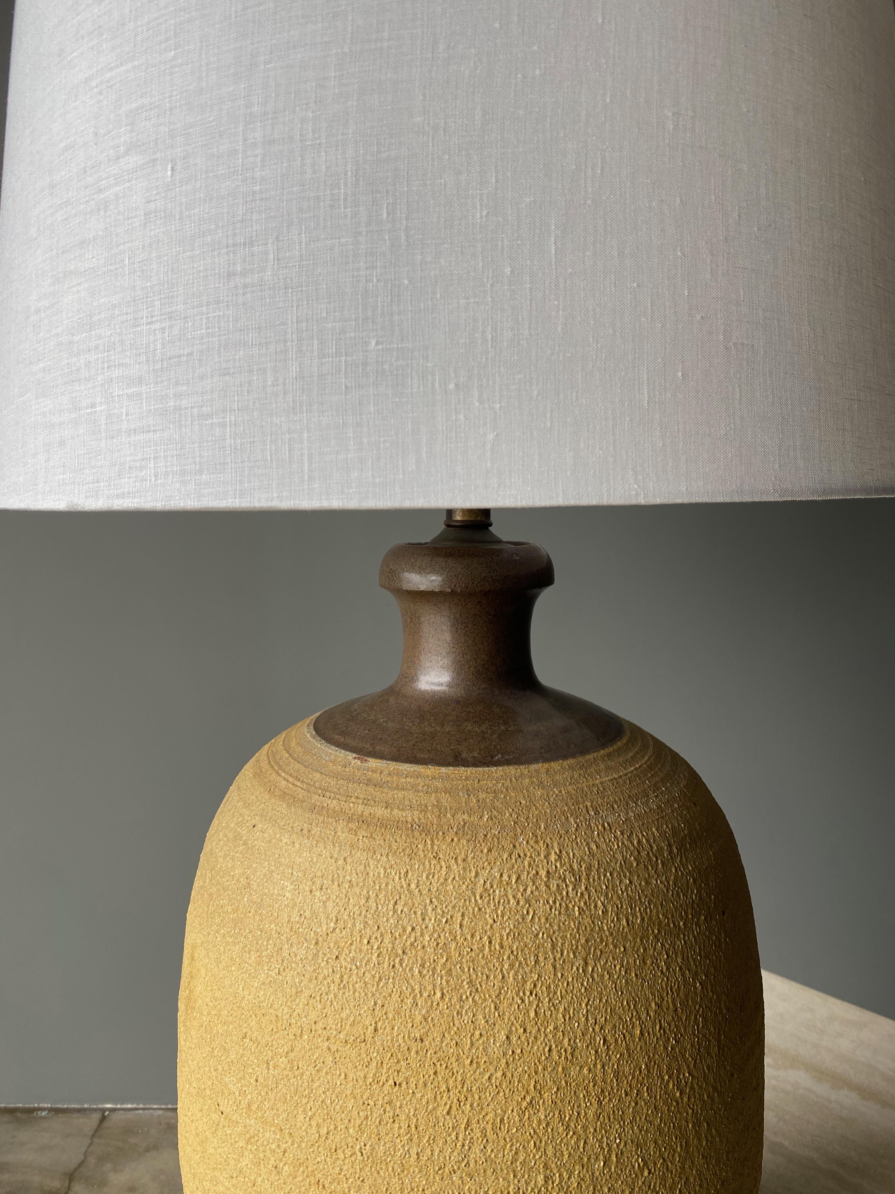 Stoneware lamp by Bob Kinzie, 1970s. 

26 1/8