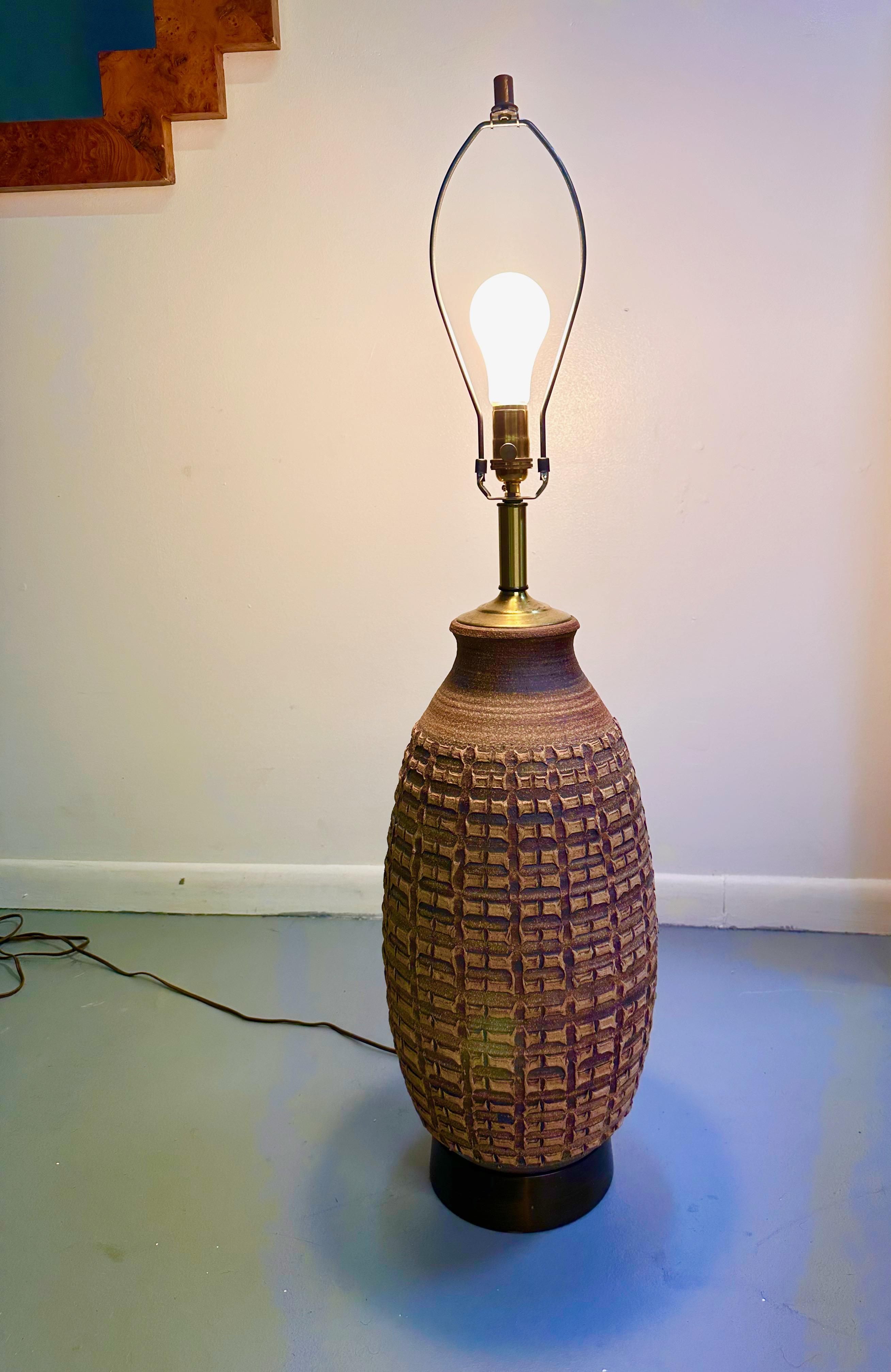 Lampe de bureau en céramique de Bob Kinzie pour California Potter, milieu du siècle dernier en vente 1