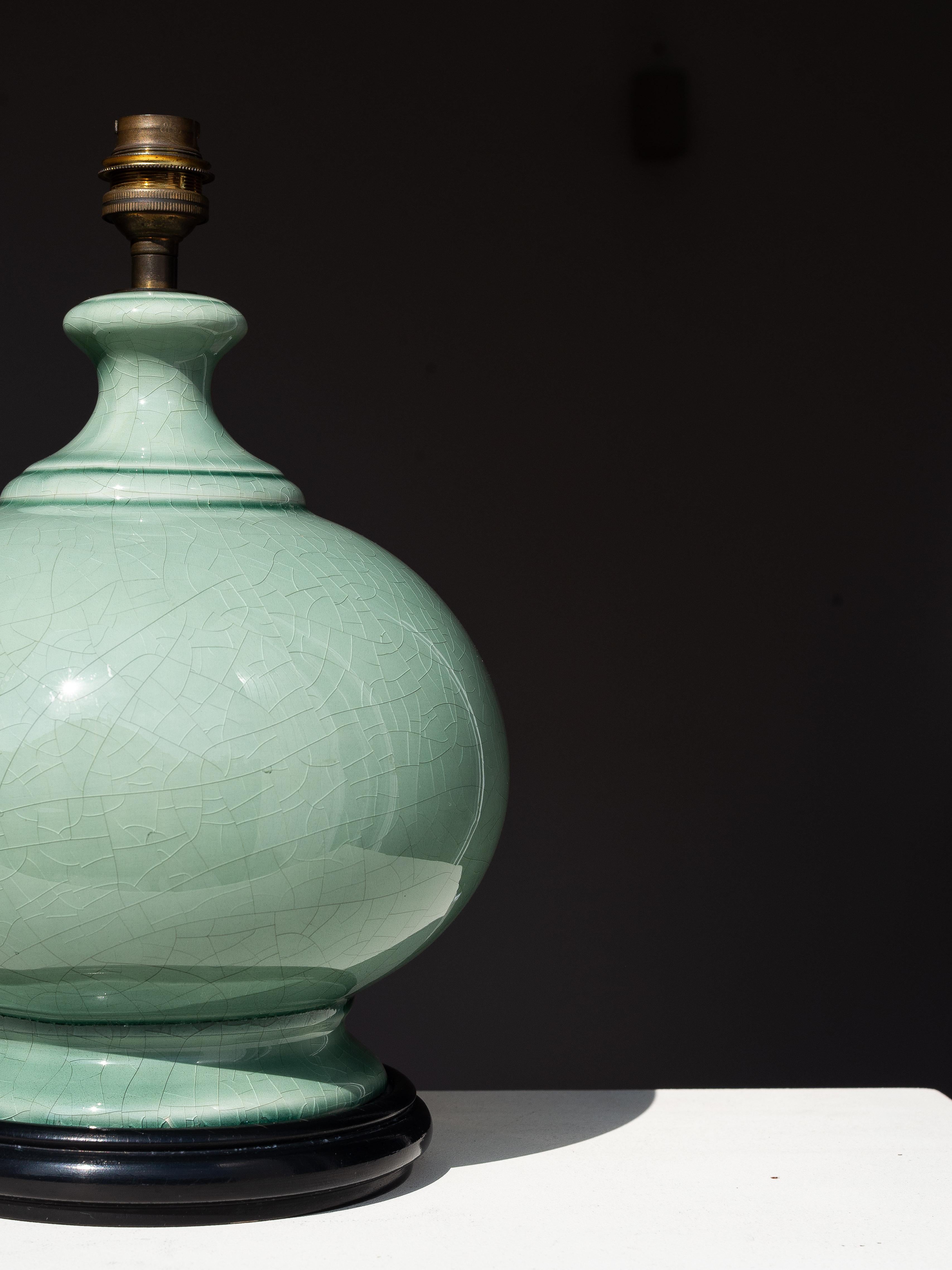 Lampe de table en céramique de Charolles, Faience Greene & Greene Greene, France, années 1980 en vente 4