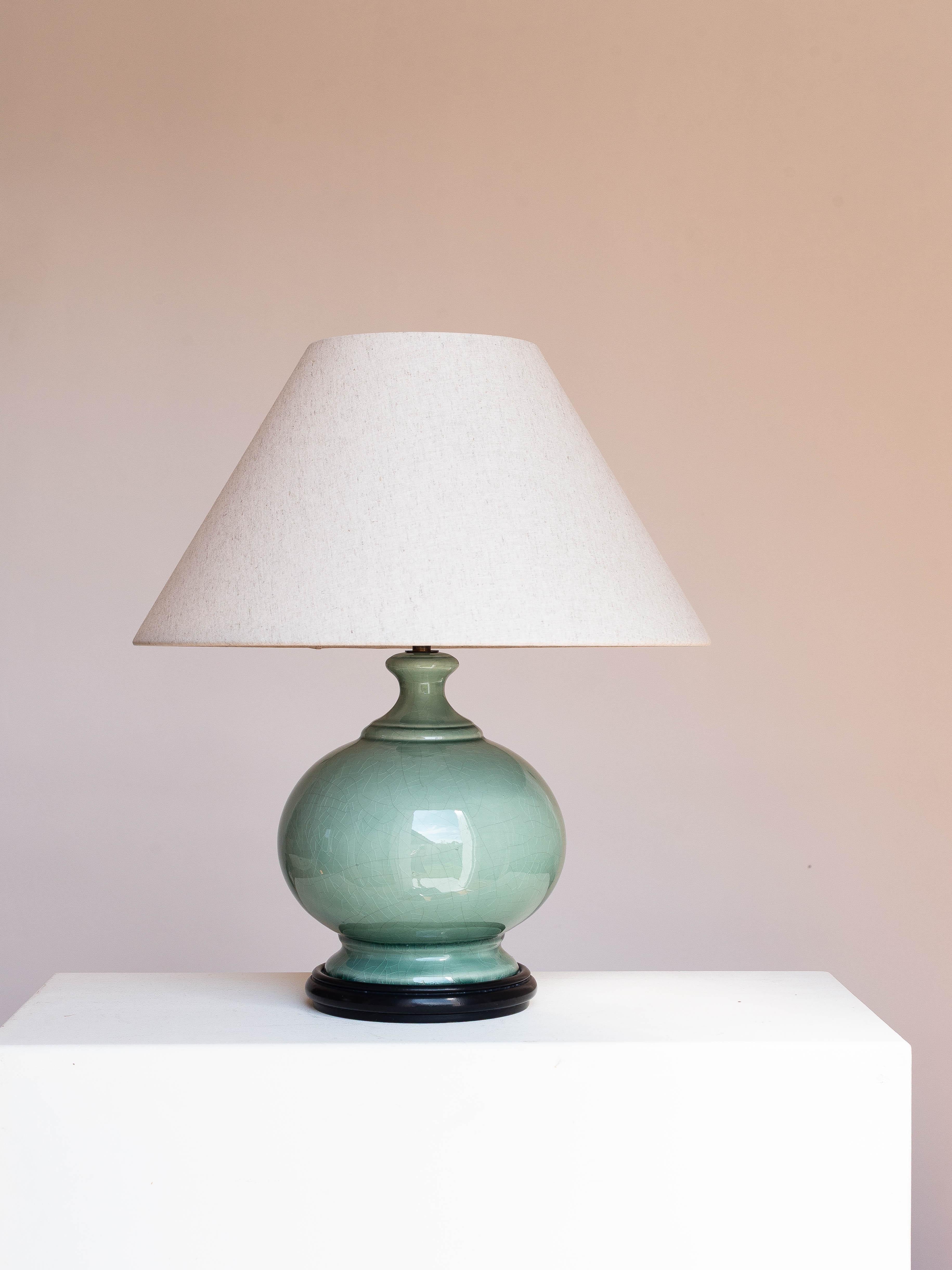 Hollywood Regency Lampe de table en céramique de Charolles, Faience Greene & Greene Greene, France, années 1980 en vente