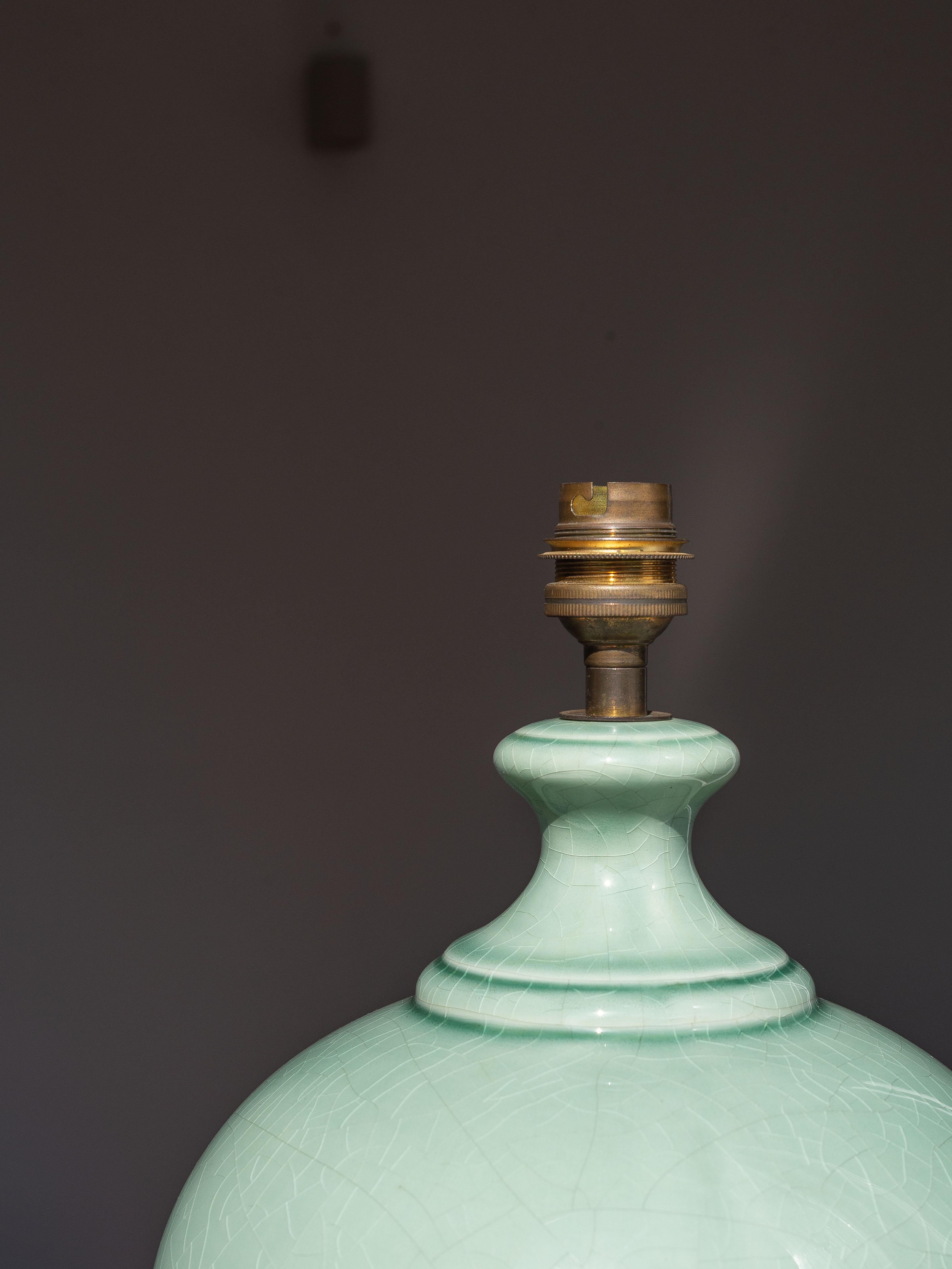 20ième siècle Lampe de table en céramique de Charolles, Faience Greene & Greene Greene, France, années 1980 en vente