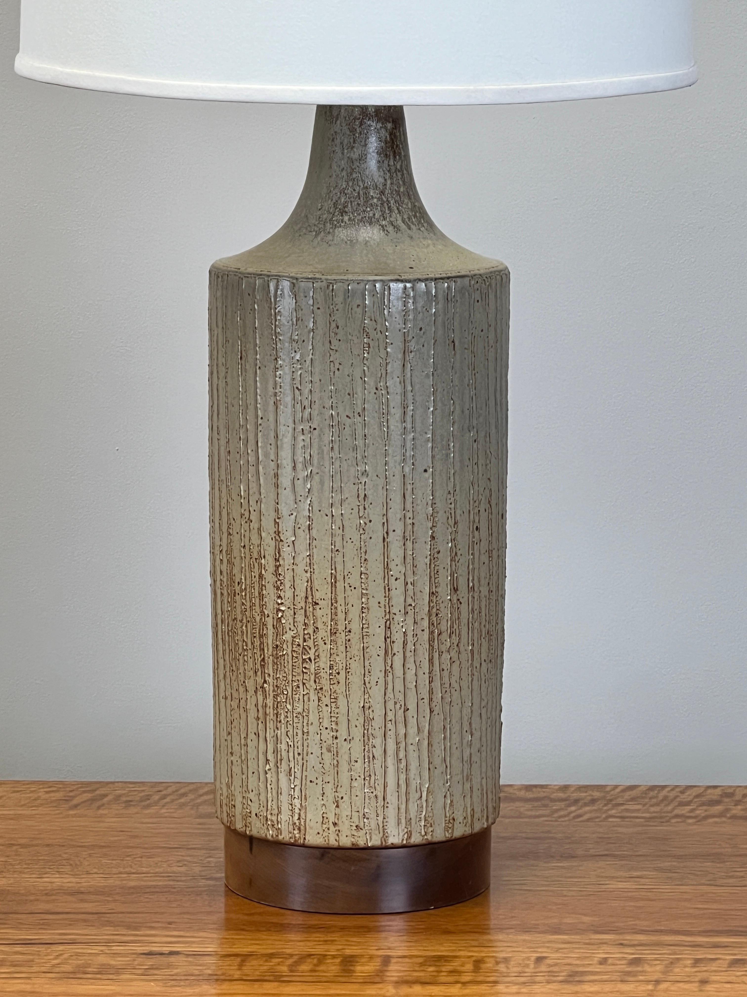 A wonderfully glazed and textured table lamp by Davis Cressey. 