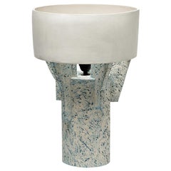 Ceramic Table Lamp by Denis Castaing with White Glaze Decoration, 2019