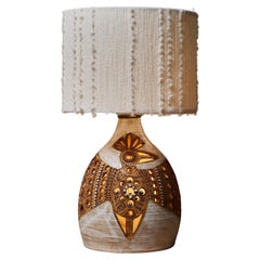 Ceramic Table Lamp by Georges Pelletier with Eagle Decor