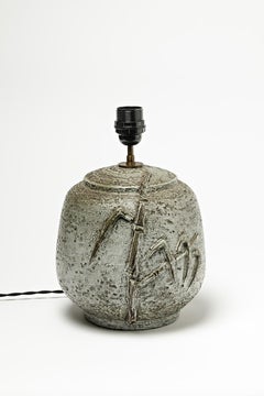 Lampada da tavolo in ceramica di Huguette Bessone, firmata sotto la base, circa 1970