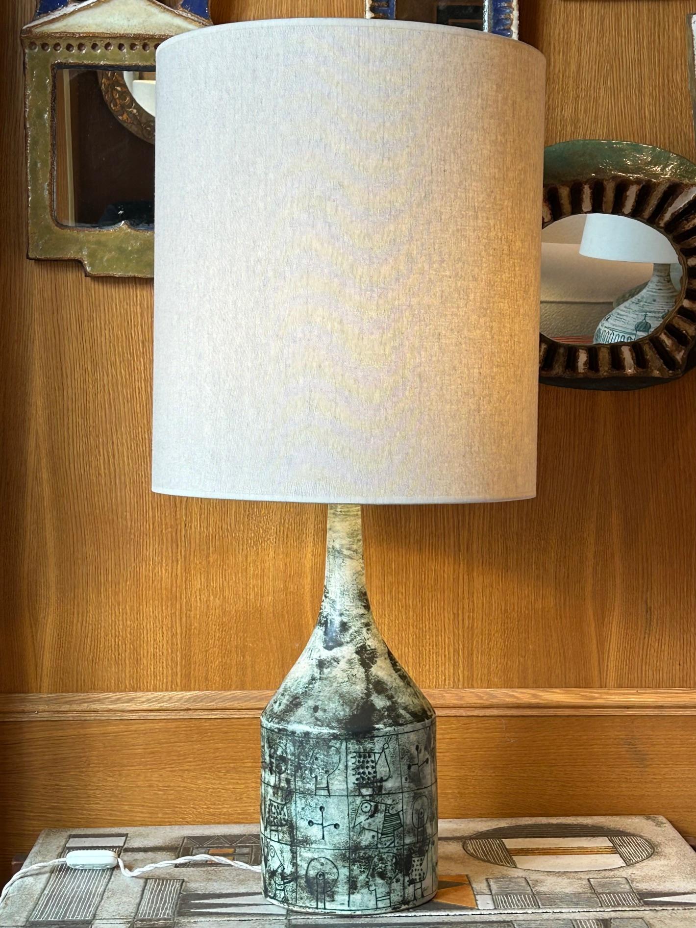 lampada da tavolo in ceramica di Jacques Blin, firmata, anni '60 