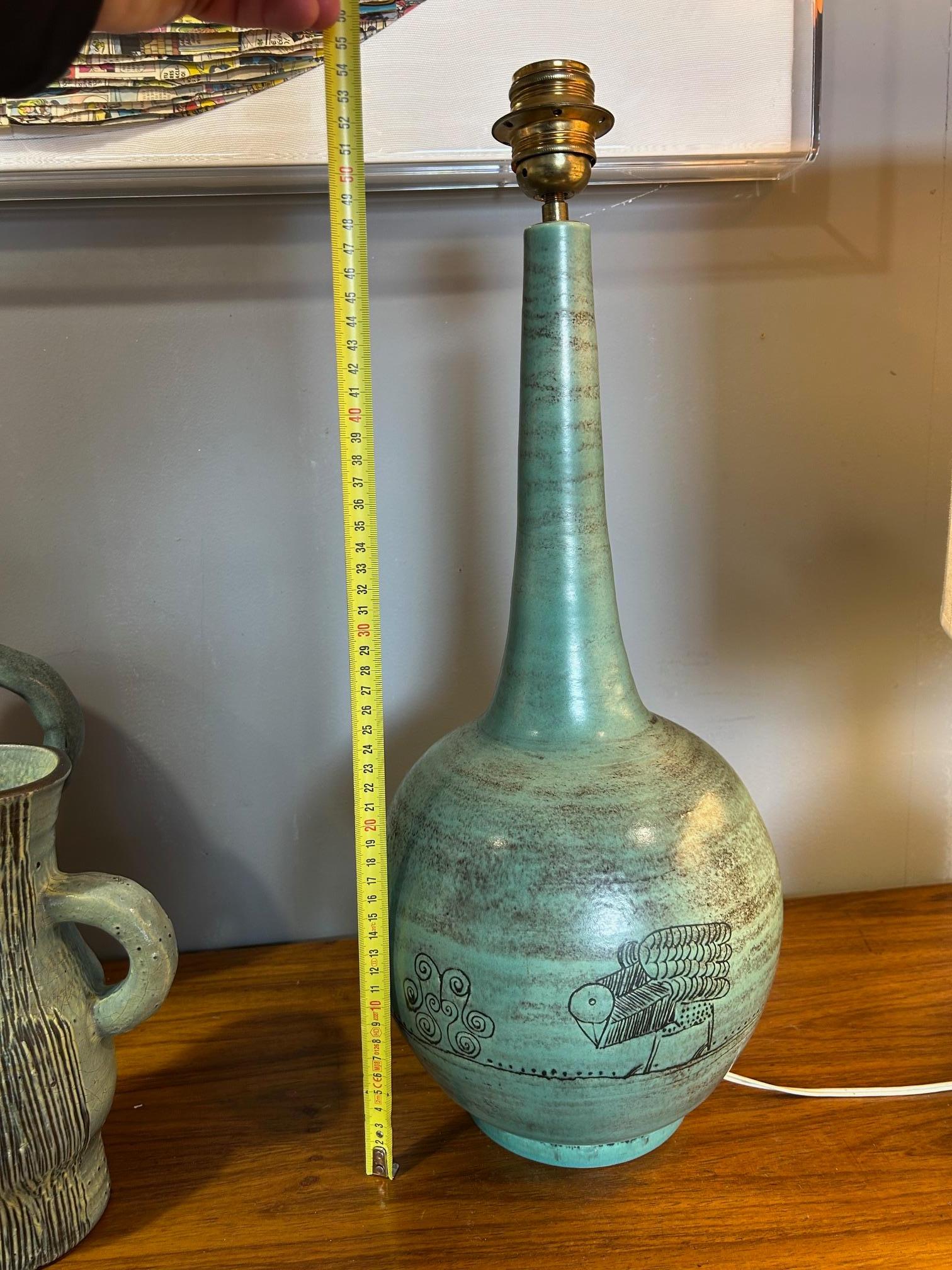 Keramik-Tischlampe von Jacques Blin, signiert, 1960er Jahre 