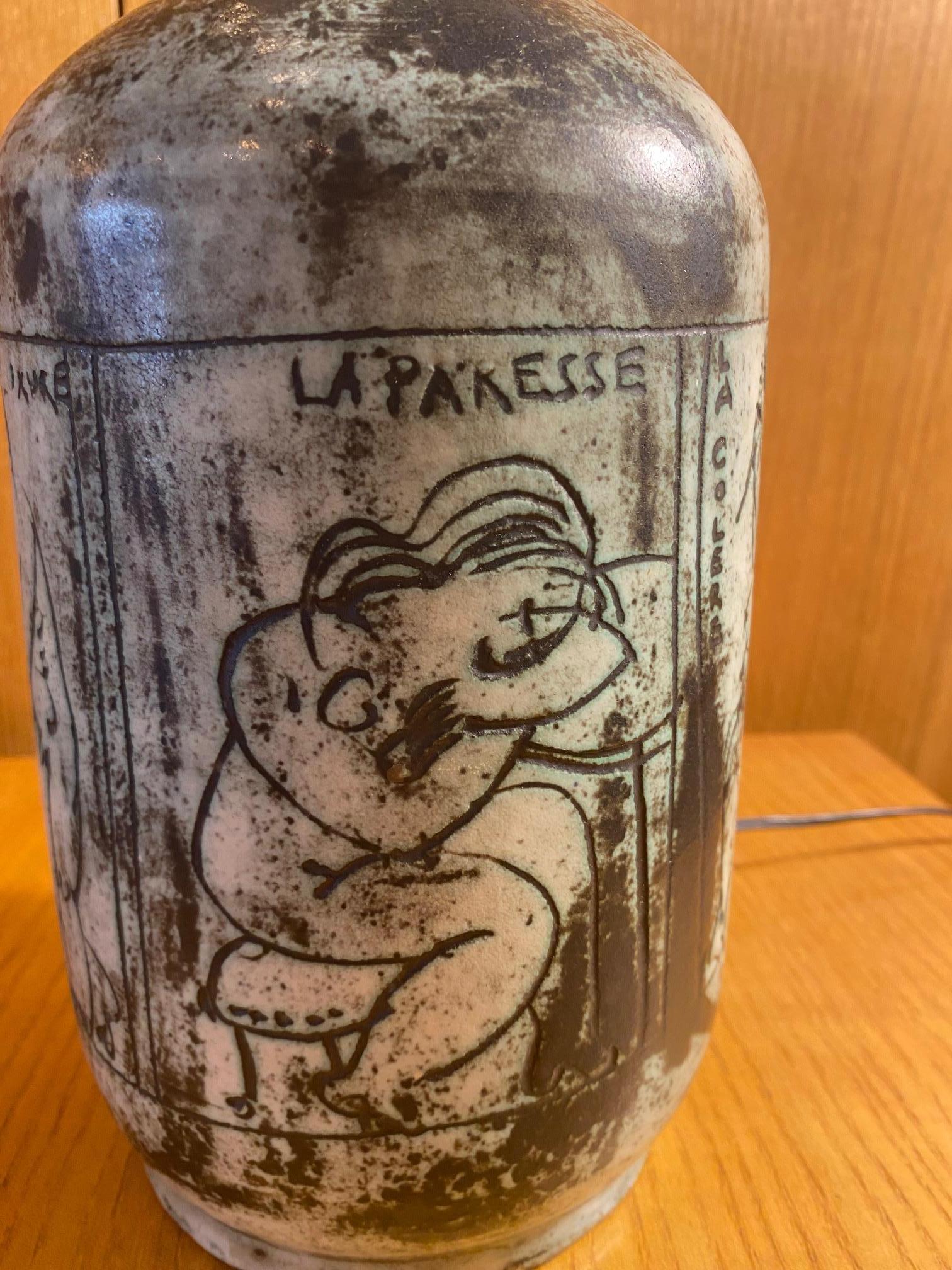 Lámpara de sobremesa de cerámica de Jacques Blin, Francia, años 60 en Bueno estado para la venta en Paris, FR