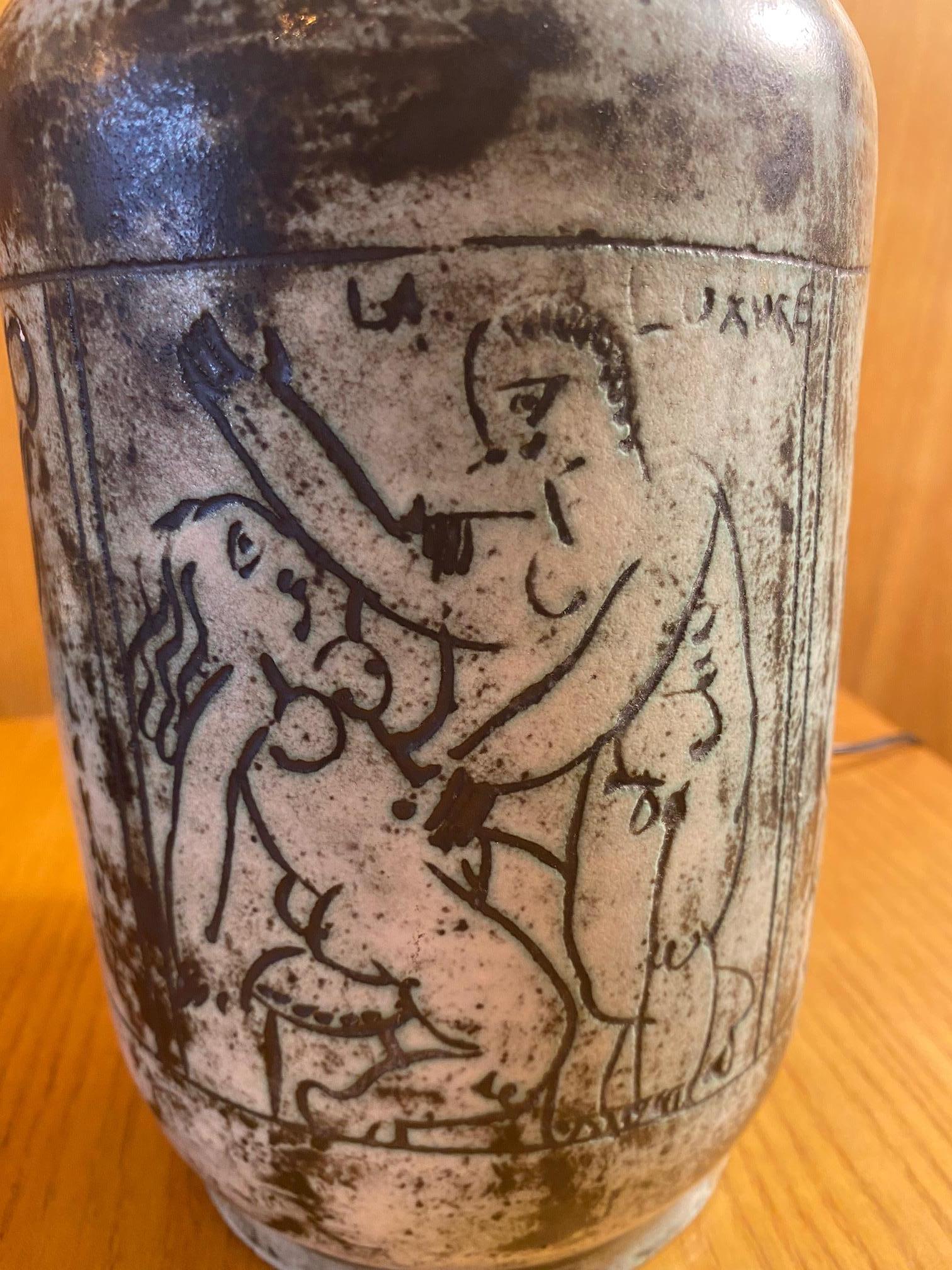 Lámpara de sobremesa de cerámica de Jacques Blin, Francia, años 60 mediados del siglo XX en venta