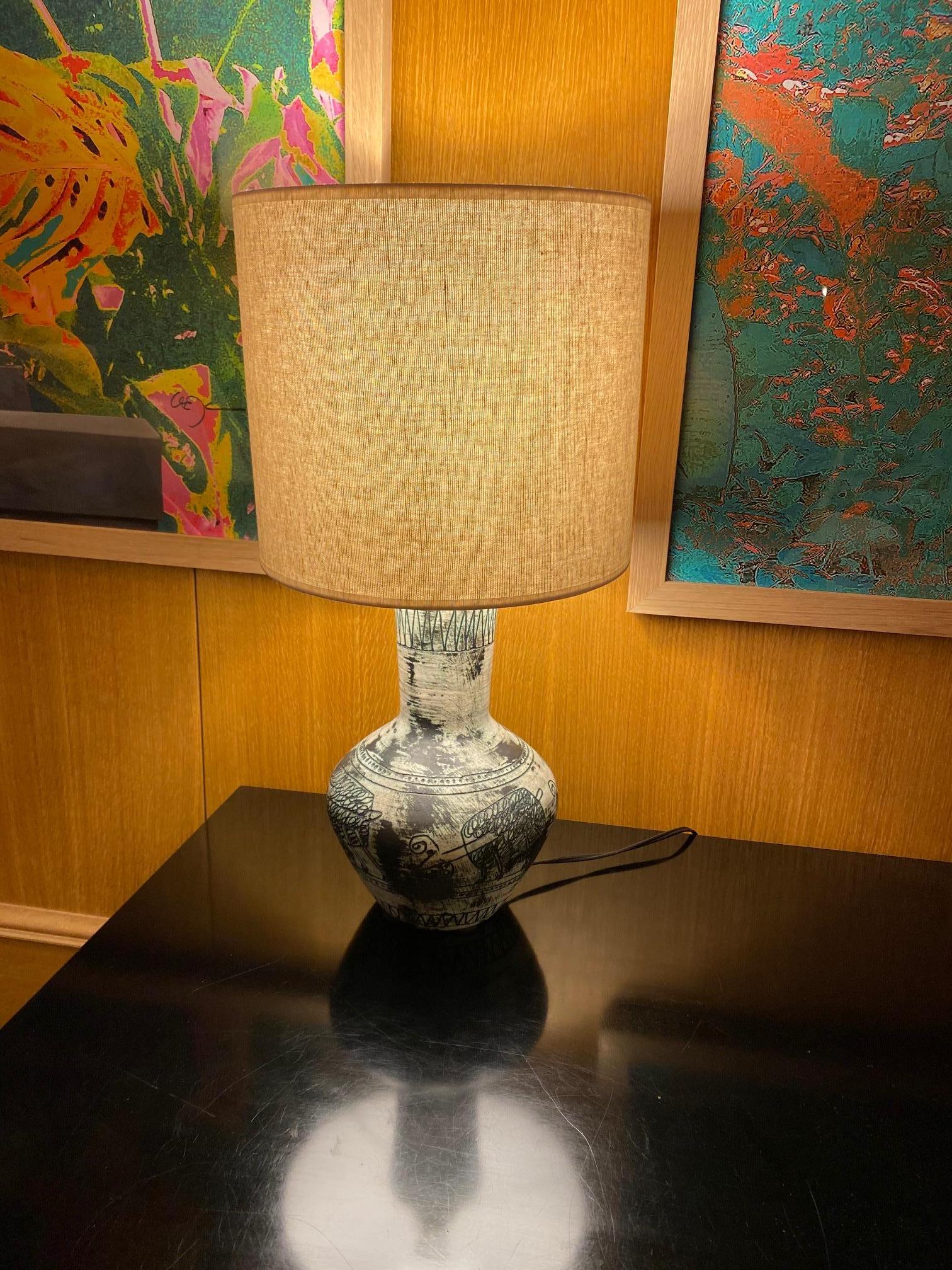 Ceramic Table Lamp by Jacques Blin, France, 1960s In Good Condition For Sale In Paris, FR