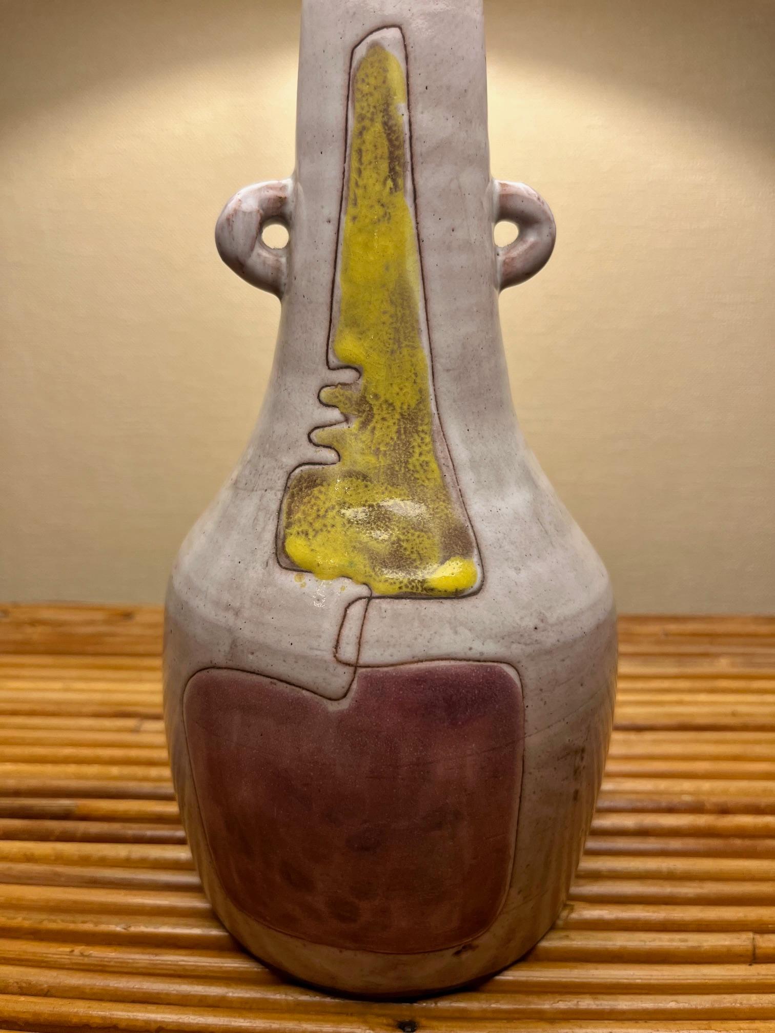 Keramik-Tischlampe von Juliette Derel Vallauris, 1955 im Zustand „Hervorragend“ im Angebot in Paris, Ile-de-France