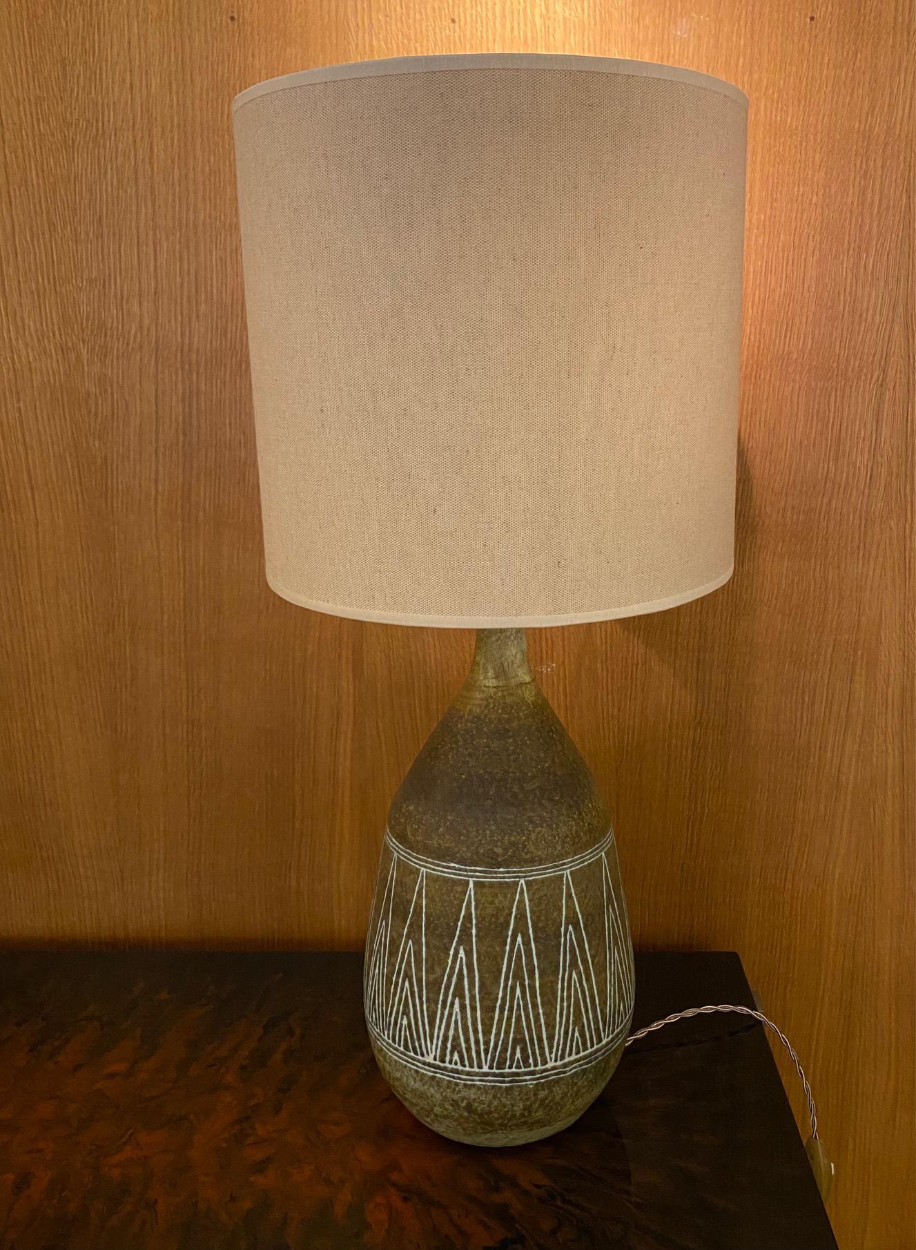 Mid-20th Century Ceramic Table Lamp by Les 2 Potiers, France, 1960s For Sale