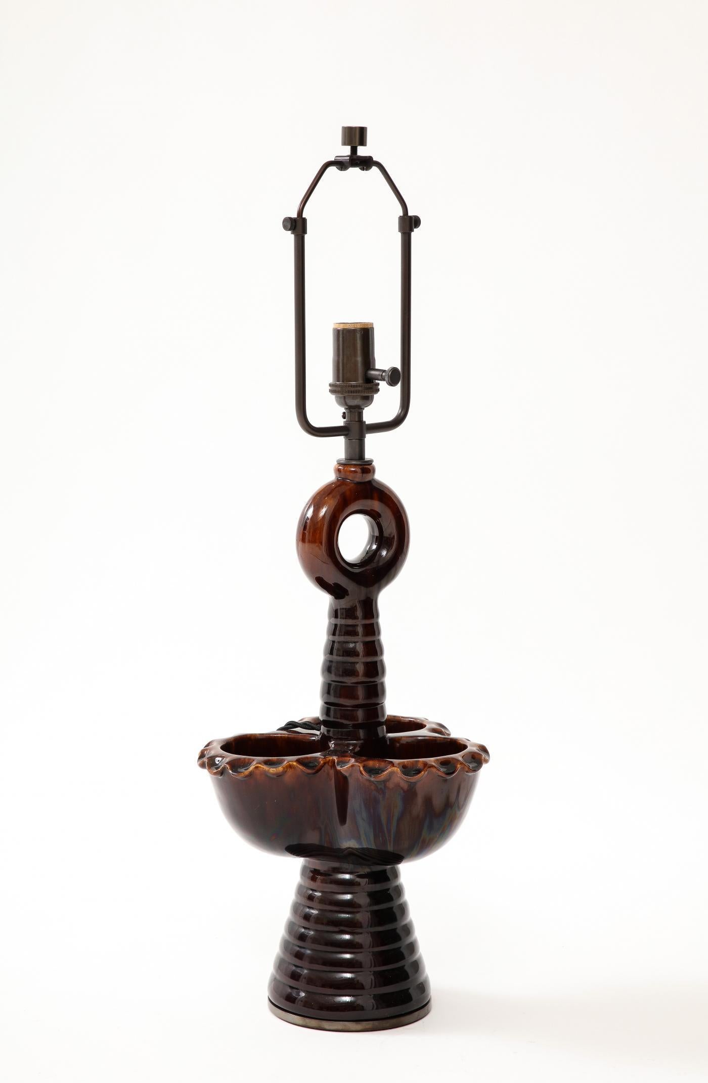 Modern Ceramic Table Lamp by Louis Giraud, circa 1960 For Sale