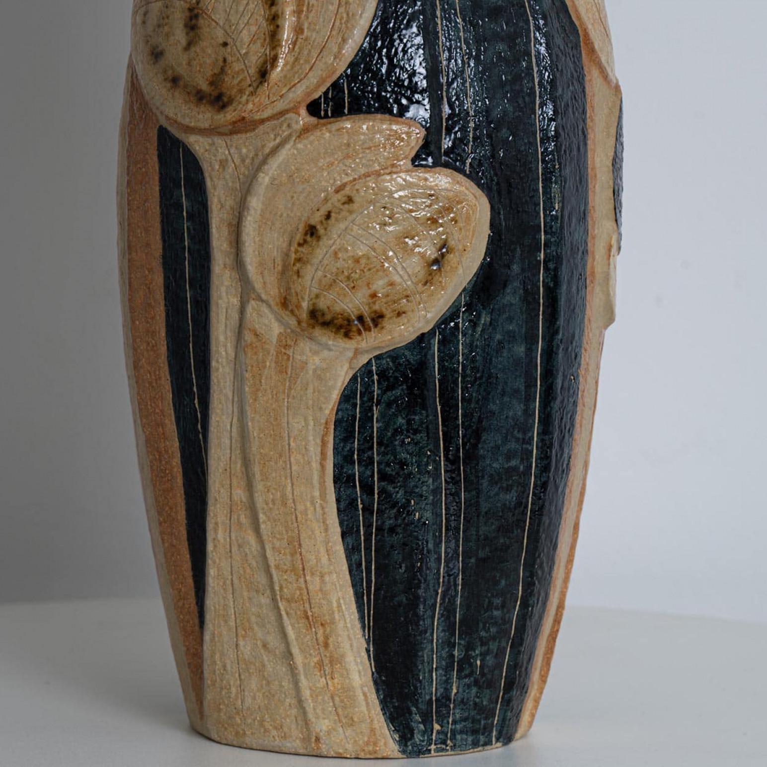Danish Ceramic Table Lamp by Noomi Backhausen for Soholm With Custom Shade, 1960 For Sale