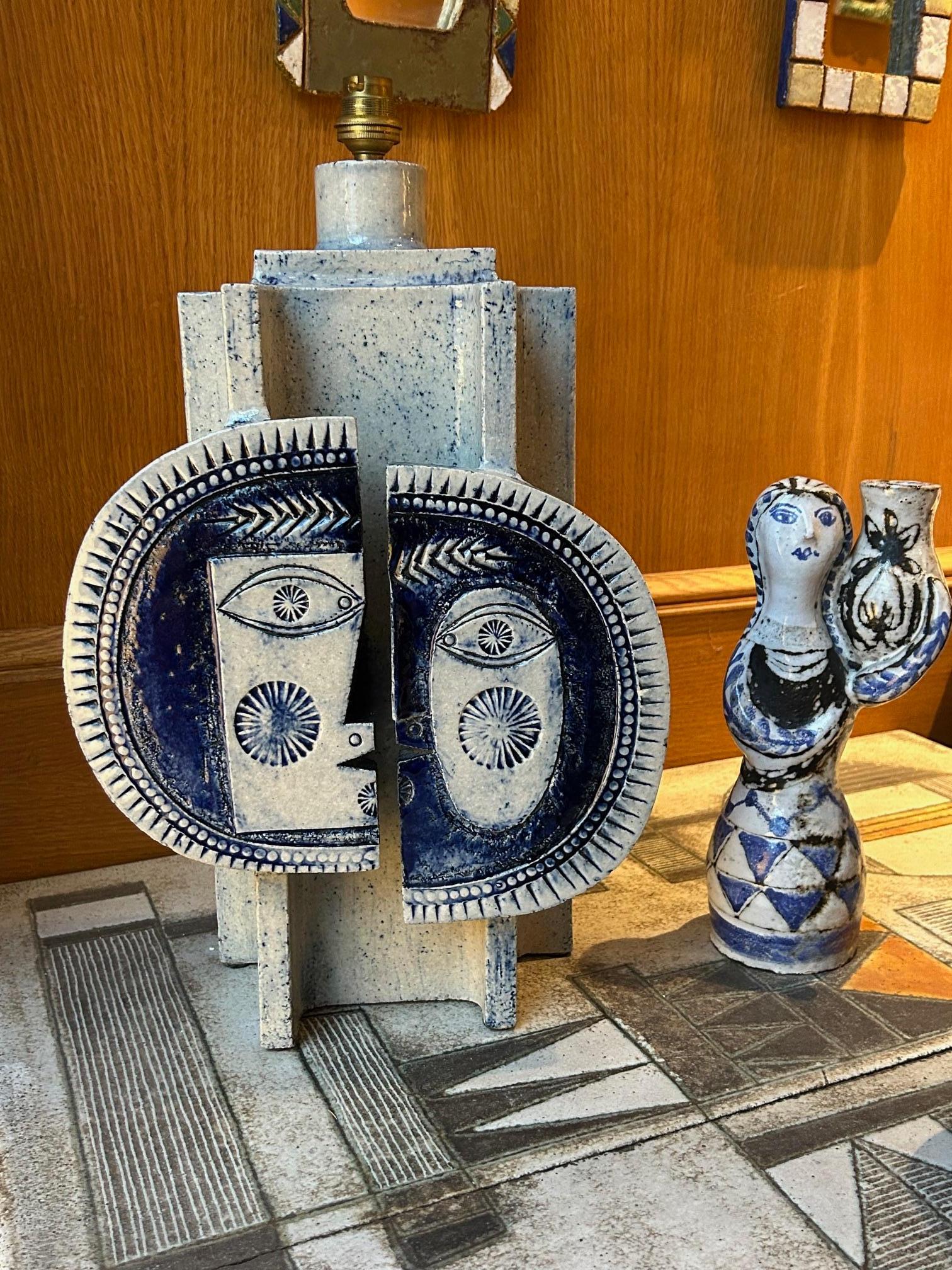 Lámpara de sobremesa de cerámica de Roger Capron y Jean Derval, Francia, años 60 en Bueno estado para la venta en Paris, FR