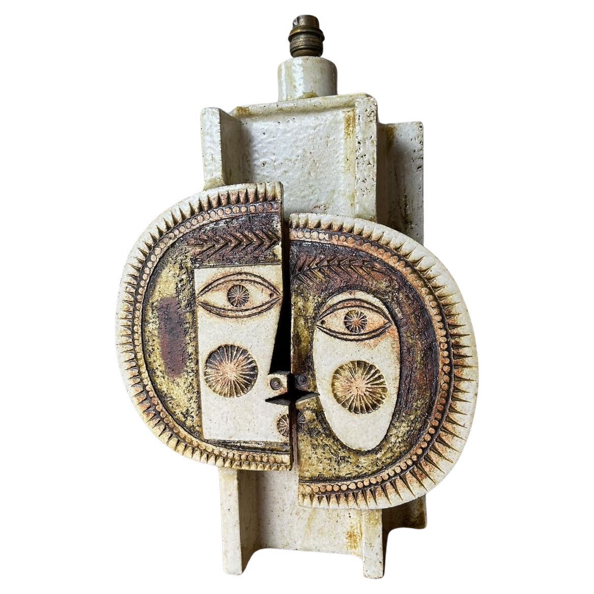 Lampe à deux faces en céramique de Roger Capron et Jean Derval, estampillée