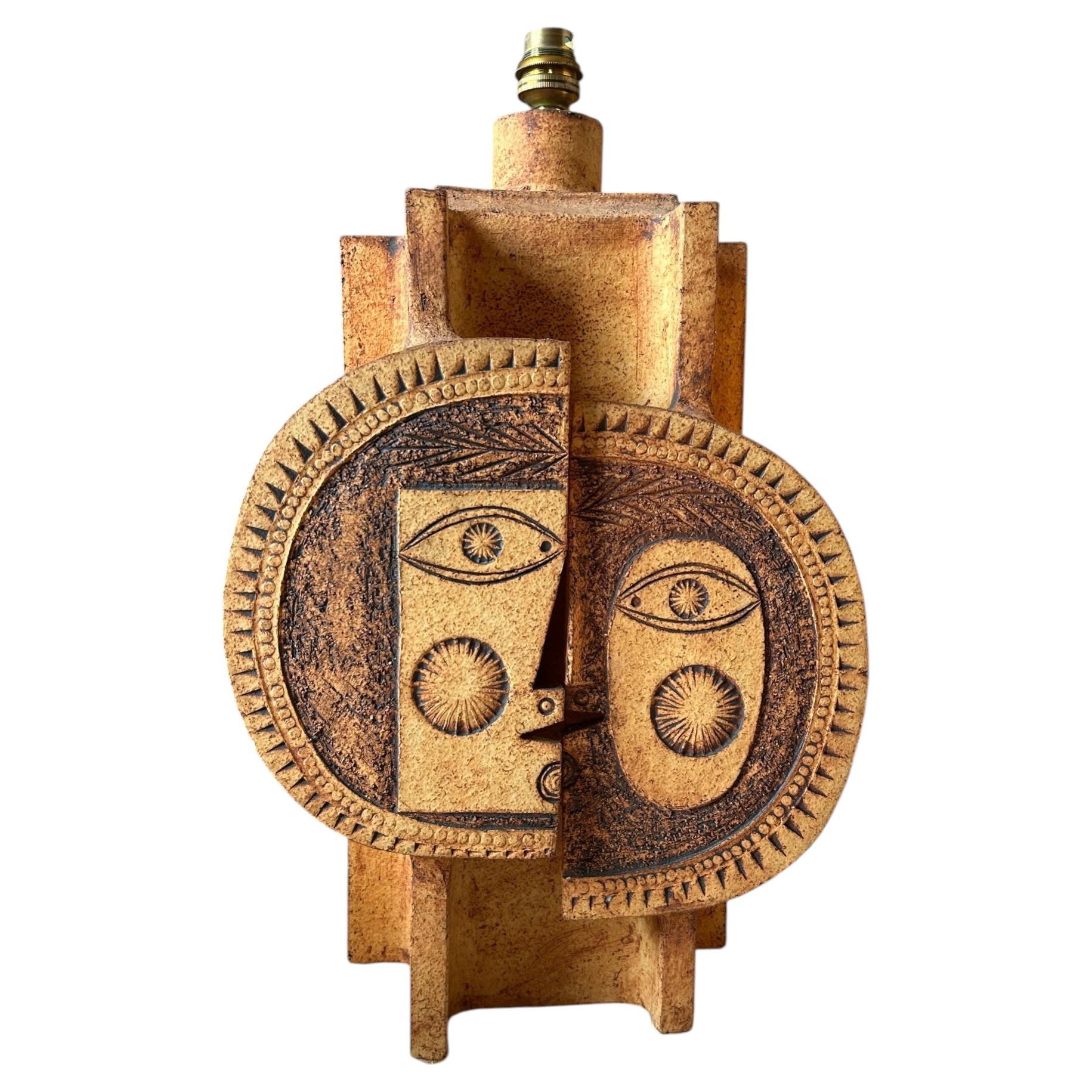 Ceramic table lamp by Roger Capron and Jean Derval, France, 1960's For Sale